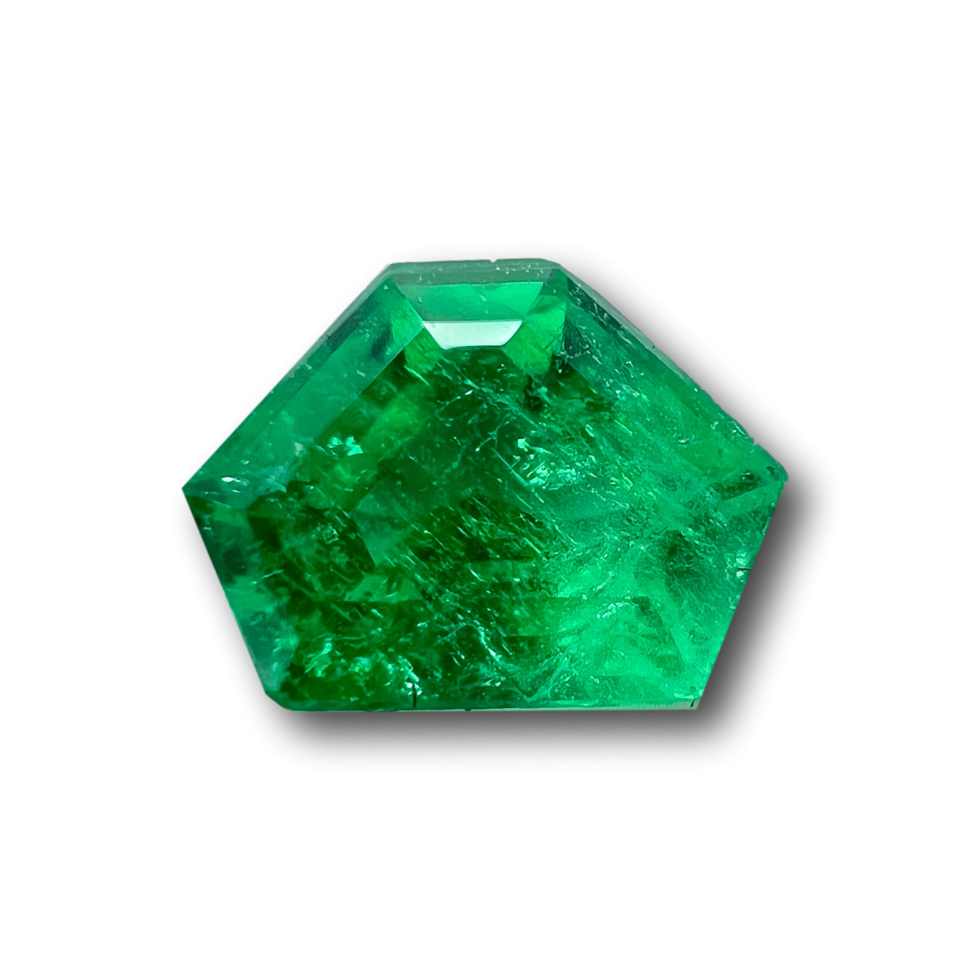 0.60ct | Step Cut Shield Shape Muzo Origin Emerald-Modern Rustic Diamond