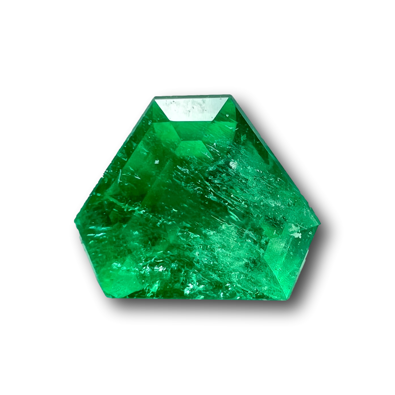 0.70ct | Step Cut Shield Shape Muzo Origin Emerald-Modern Rustic Diamond