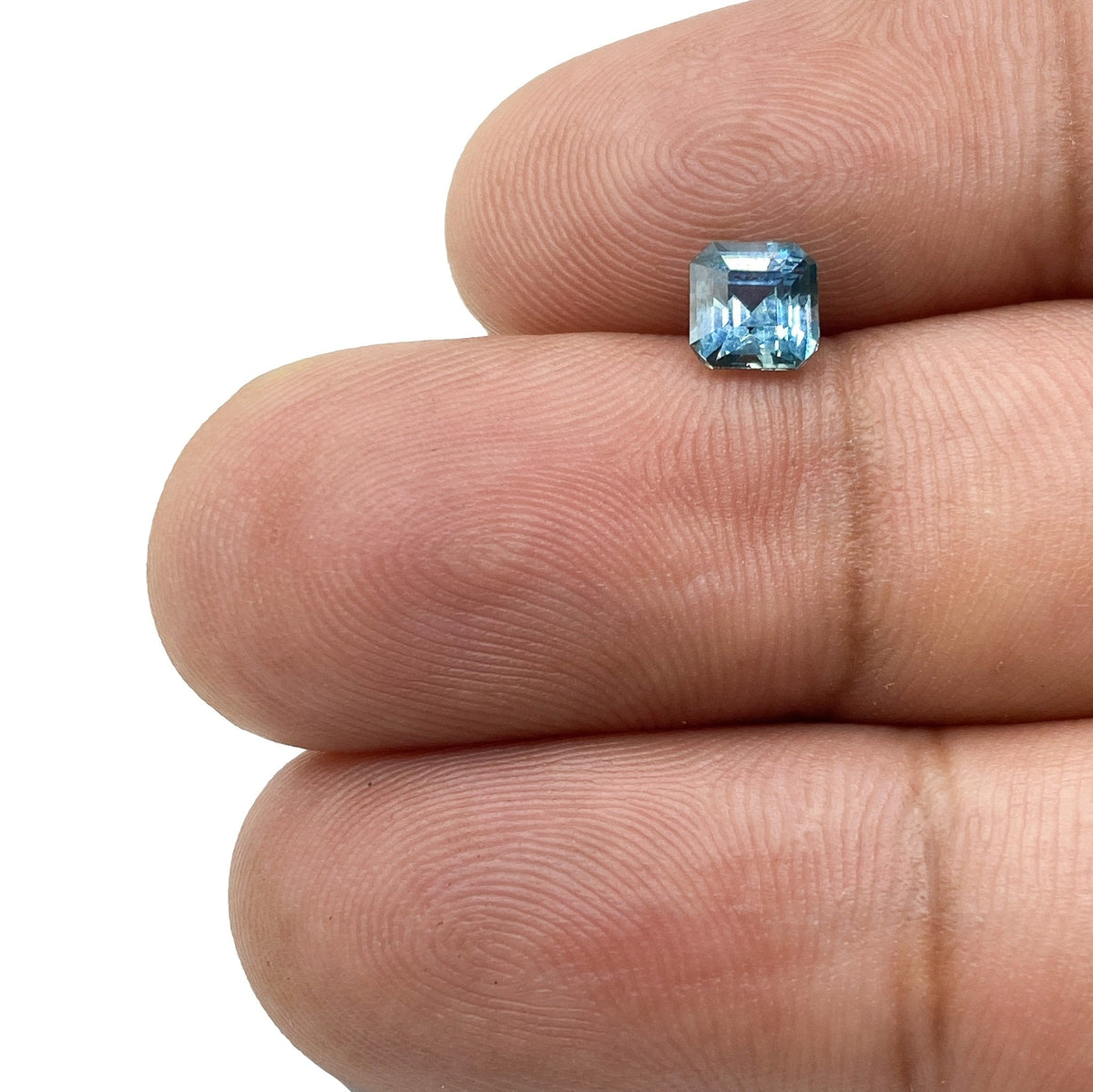 0.79ct | Asscher Cut Blue Montana Sapphire-Modern Rustic Diamond