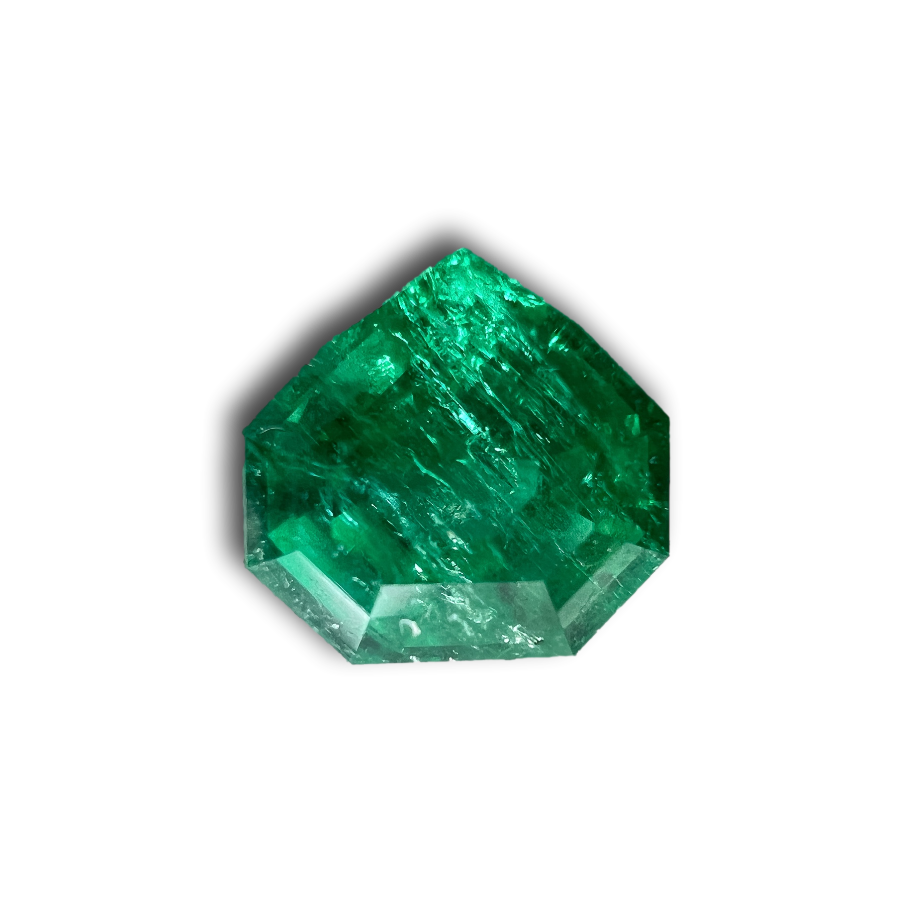 0.90ct | Step Cut Shield Shape Muzo Origin Emerald-Modern Rustic Diamond