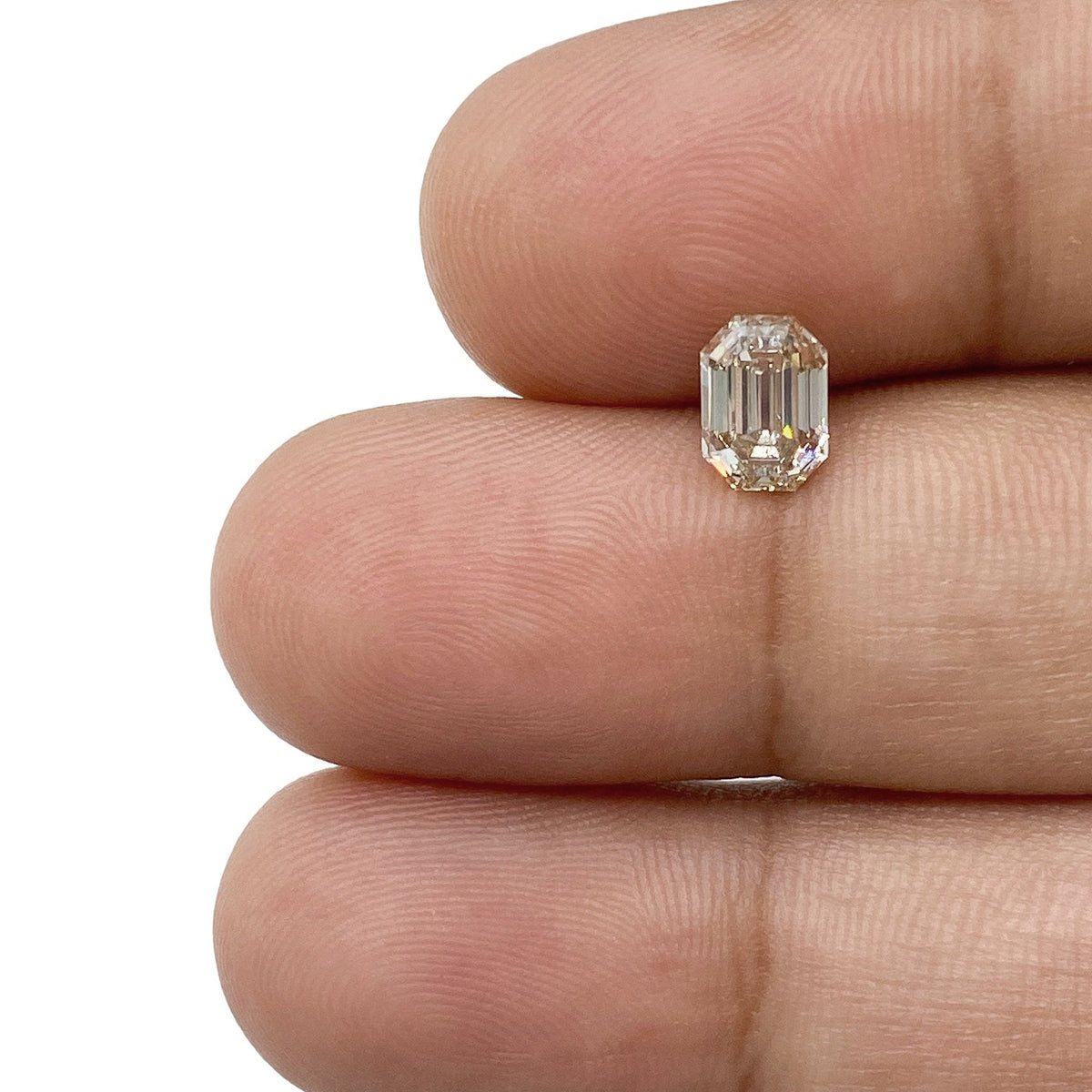 0.93ct | Champagne VVS Emerald Shape Step Cut Diamond-Modern Rustic Diamond