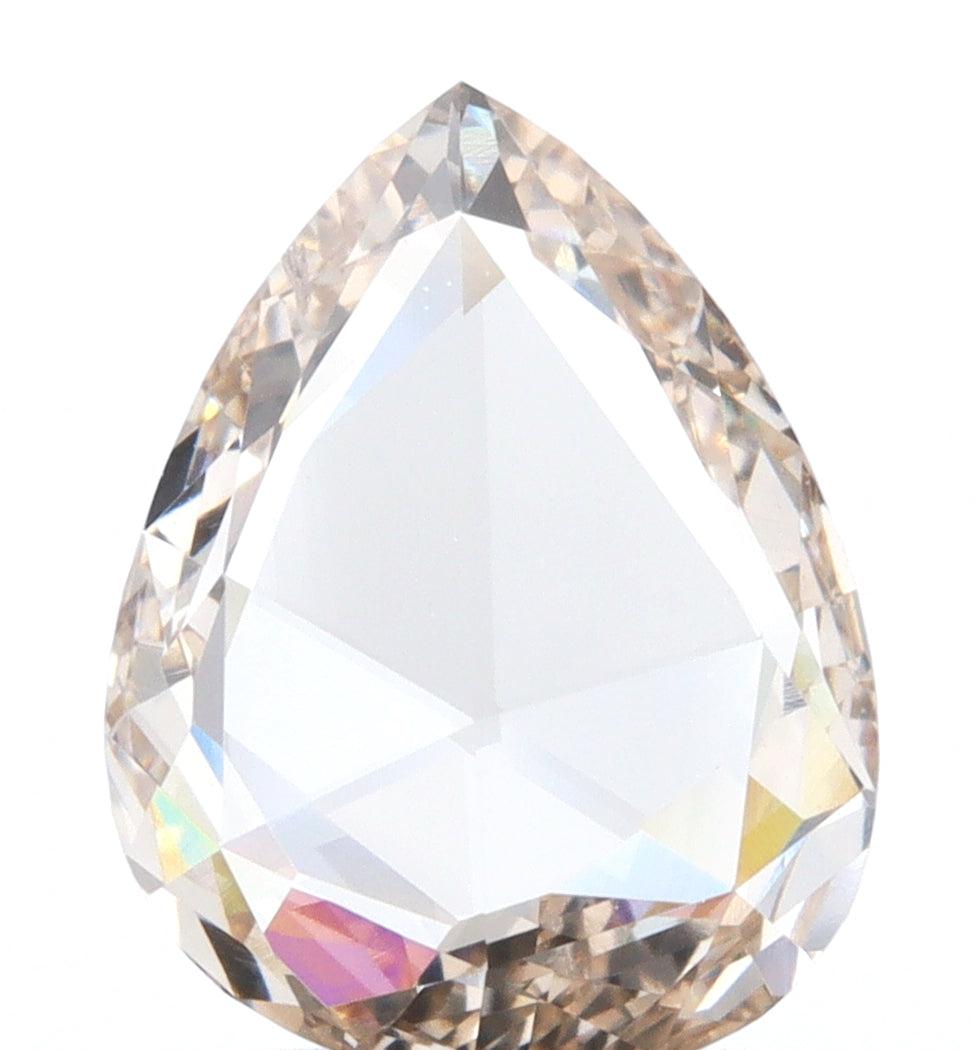 0.99ct | Champagne VS Pear Shape Rose Cut Diamond-Modern Rustic Diamond