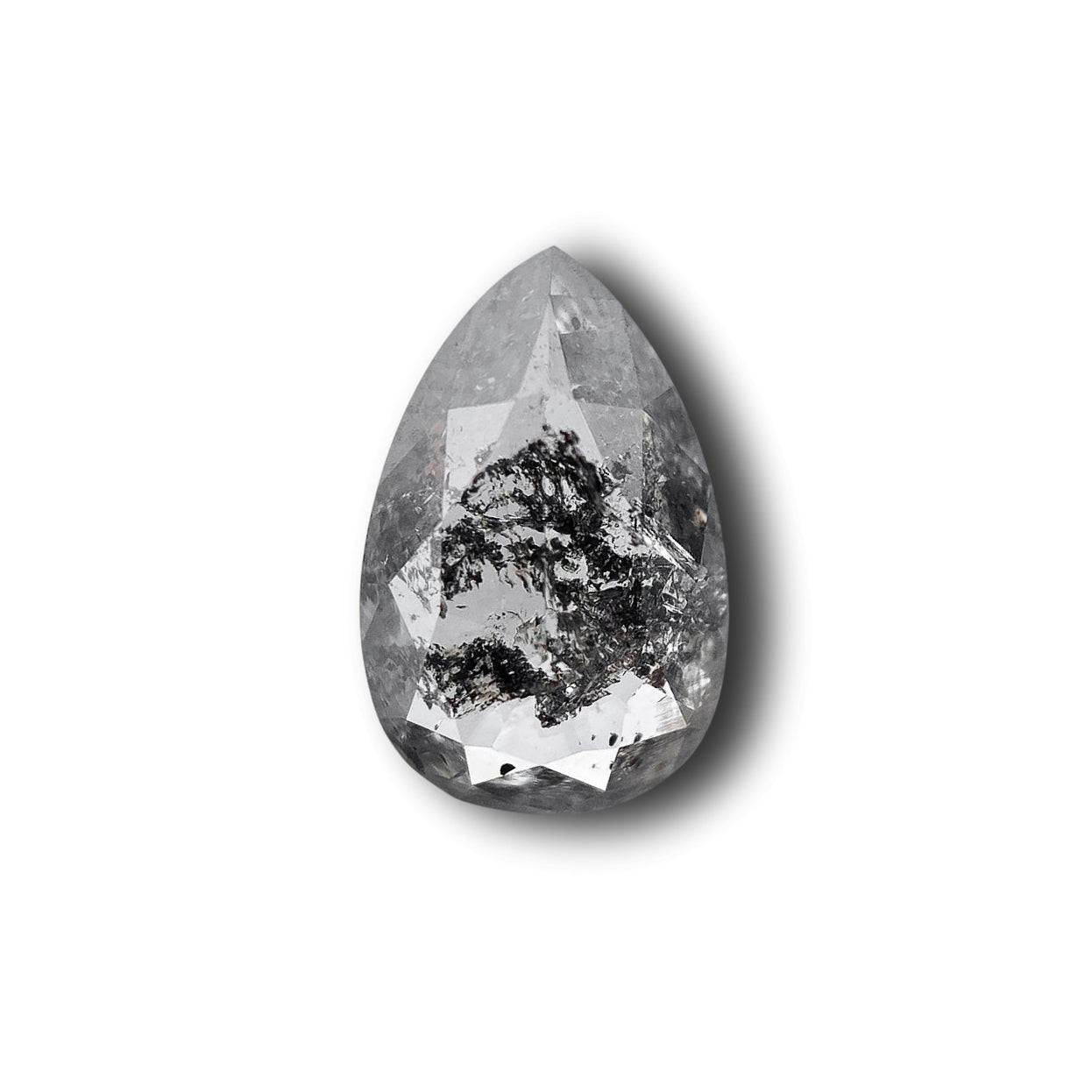 0.81ct | Salt & Pepper Pear Shape Rose Cut Diamond - Modern Rustic Diamond