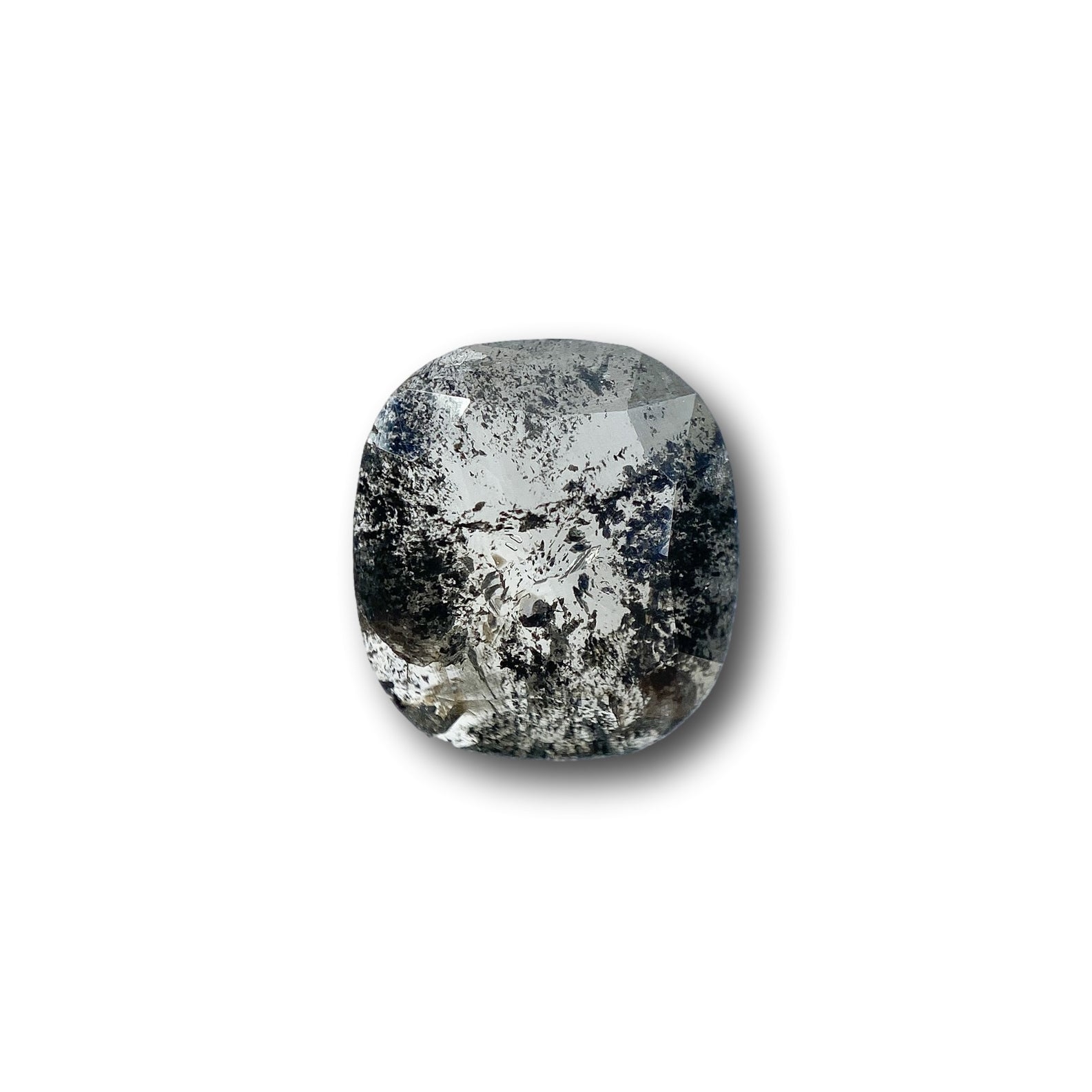 1.52ct | Salt & Pepper Cushion Shape Rose Cut Diamond - Modern Rustic Diamond