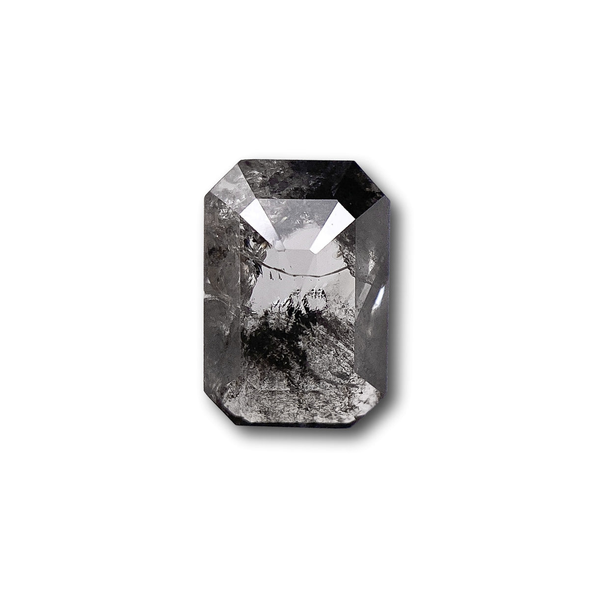 0.77ct | Salt &amp; Pepper Emerald Shape Step Cut Diamond - Modern Rustic Diamond