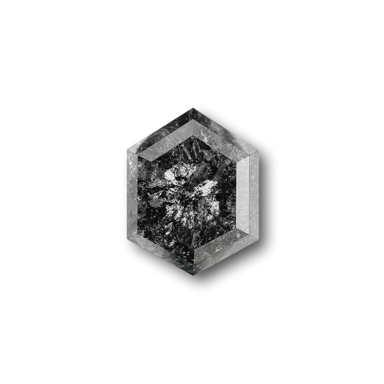 0.87ct | Salt & Pepper Hexagon Shape Brilliant Cut Diamond - Modern Rustic Diamond