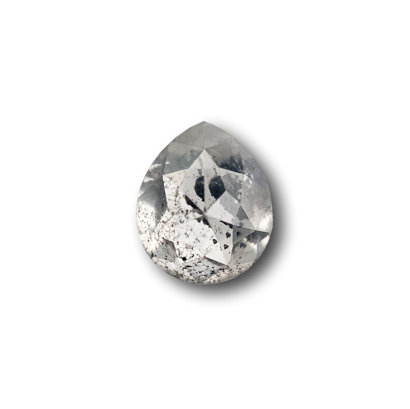 1.14ct | Salt & Pepper Pear Shape Rose Cut Diamond - Modern Rustic Diamond