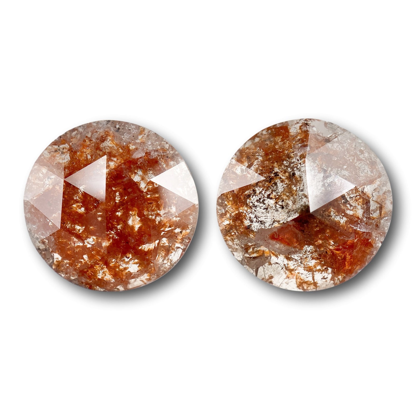 6.51cttw | Rustic Round Shape Rose Cut Diamond Matched Pair - Modern Rustic Diamond