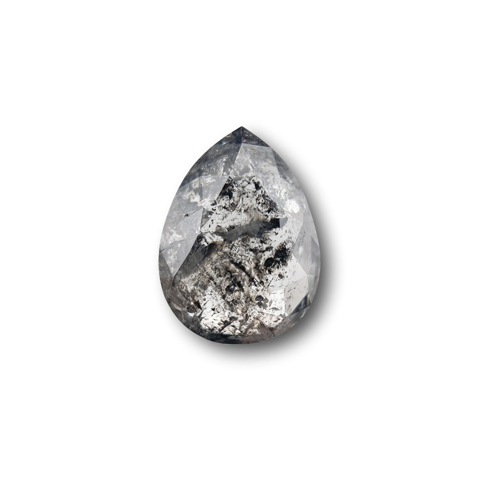 1.03ct | Salt & Pepper Pear Shape Rose Cut Diamond - Modern Rustic Diamond