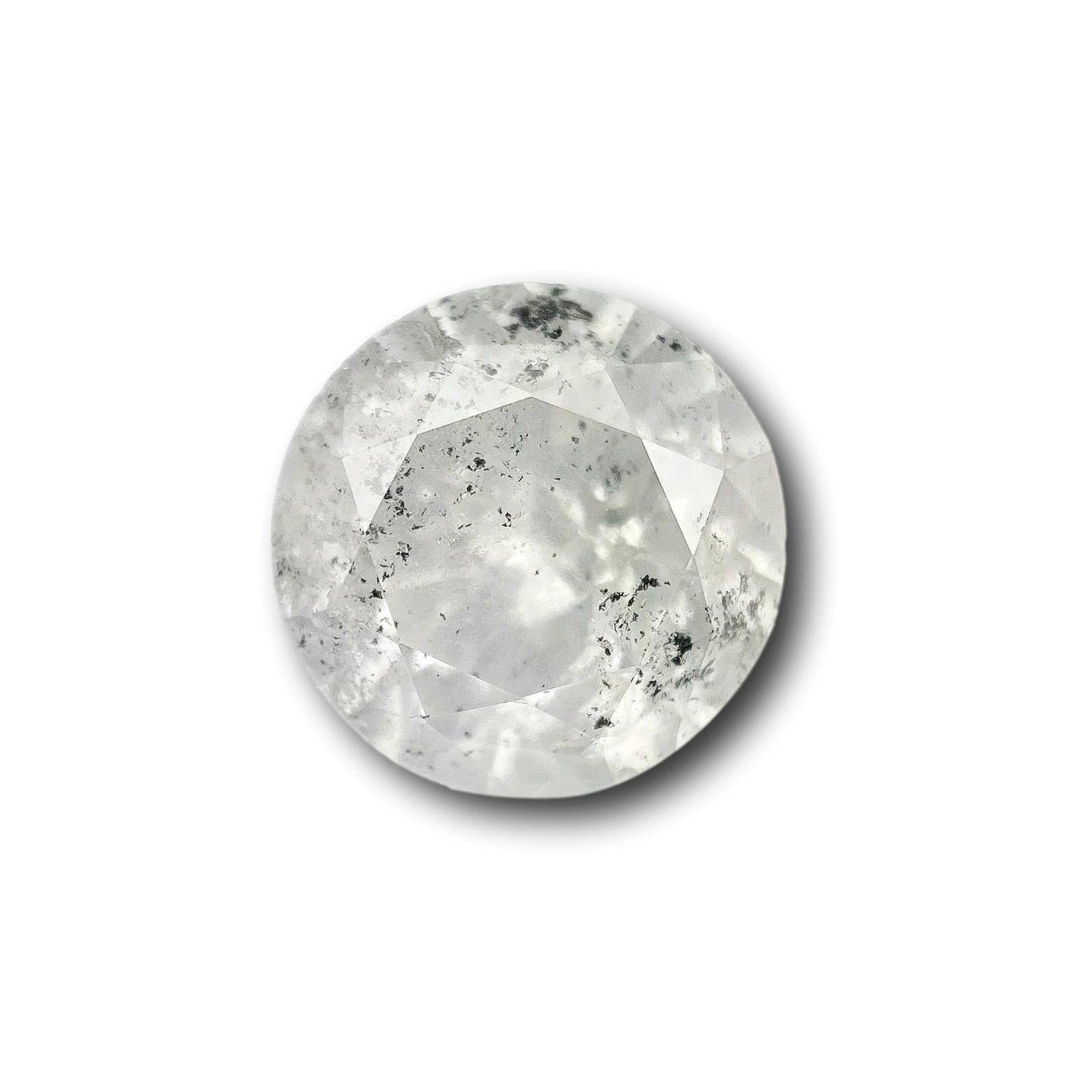 2.47ct | Salt & Pepper Round Shape Brilliant Cut Diamond - Modern Rustic Diamond