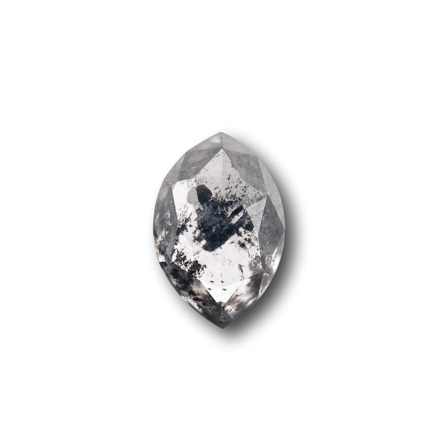 0.87ct | Salt & Pepper Marquise Shape Rose Cut Diamond - Modern Rustic Diamond