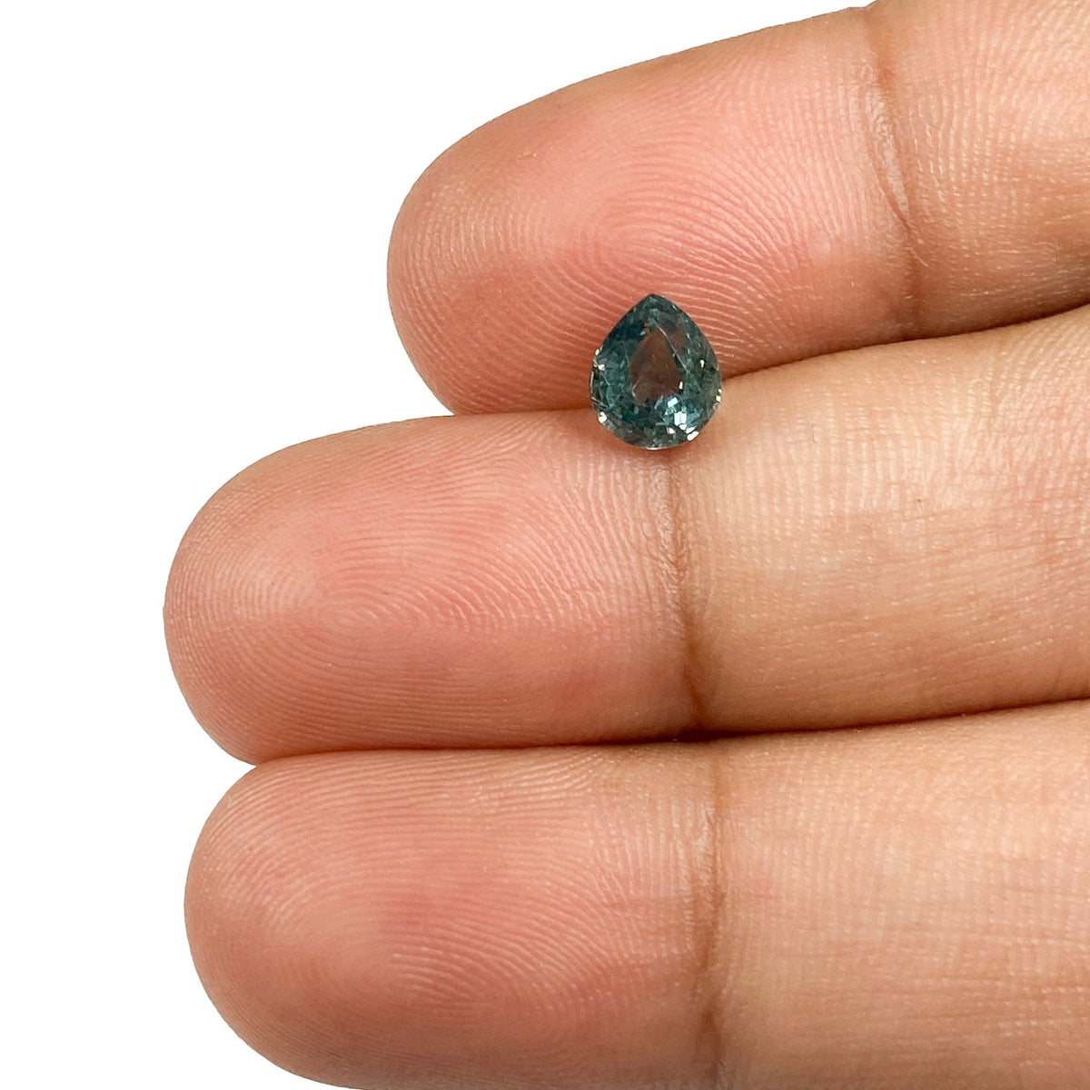 1.02ct | Brilliant Cut Pear Shape Green Blue Montana Sapphire-Modern Rustic Diamond