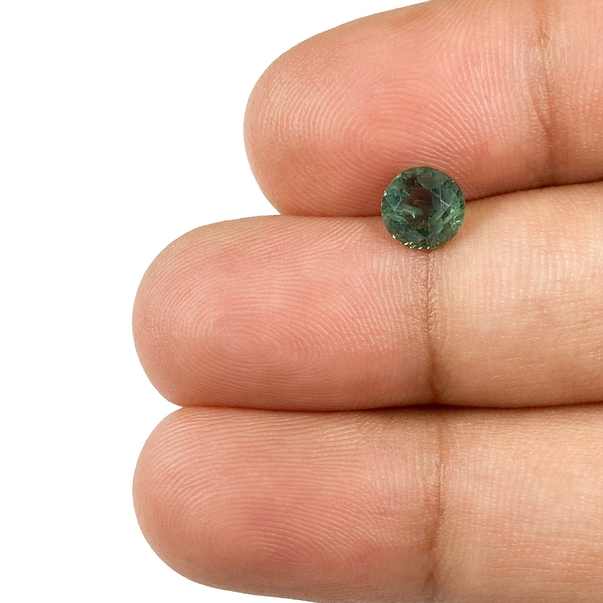 1.02ct | Brilliant Cut Round Shape Green Montana Sapphire-Modern Rustic Diamond