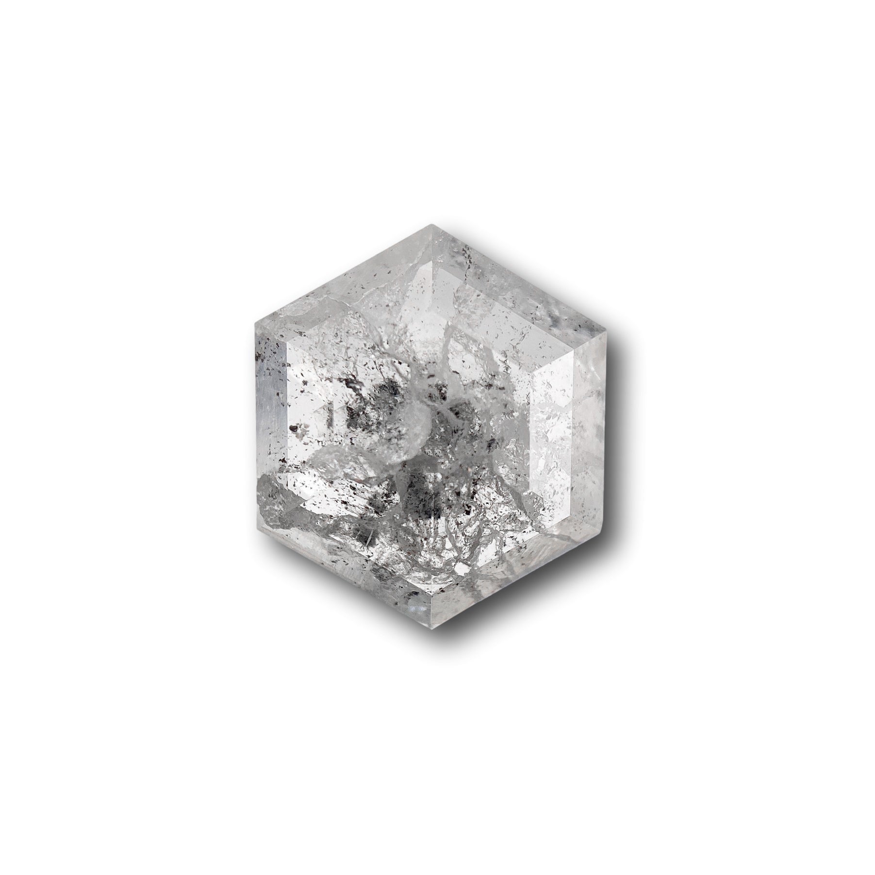3.74ct | Salt & Pepper Hexagon Shape Rose Cut Diamond - Modern Rustic Diamond