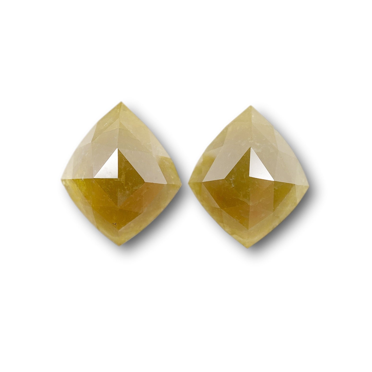 3.20cttw | Rustic  Lozenge Shape Rose Cut Diamond Matched Pair - Modern Rustic Diamond