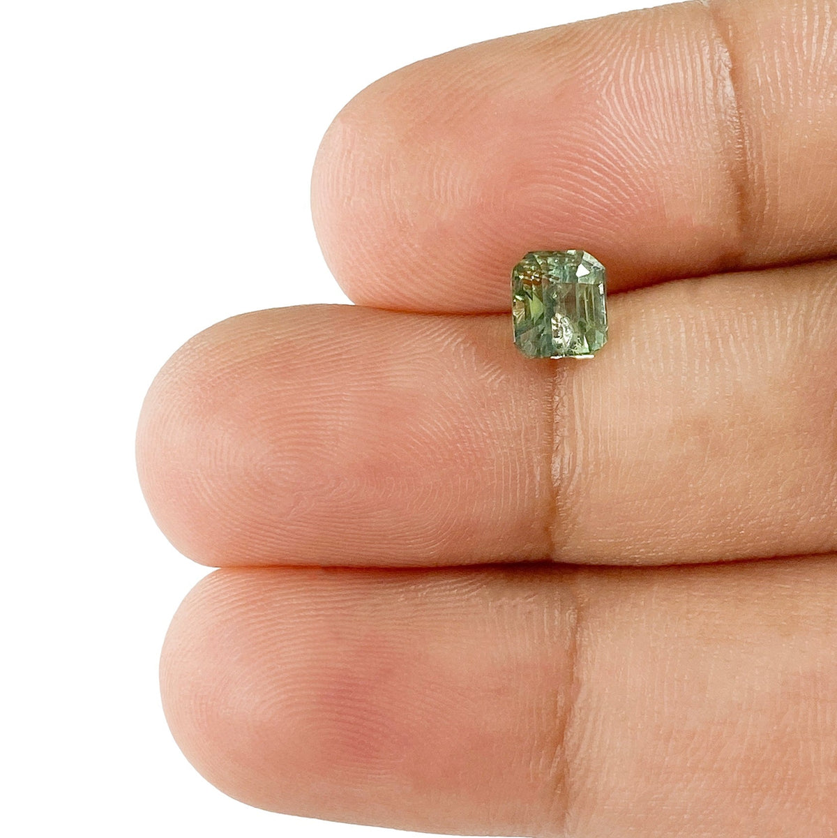 1.03ct | Emerald Cut Green Montana Sapphire-Modern Rustic Diamond