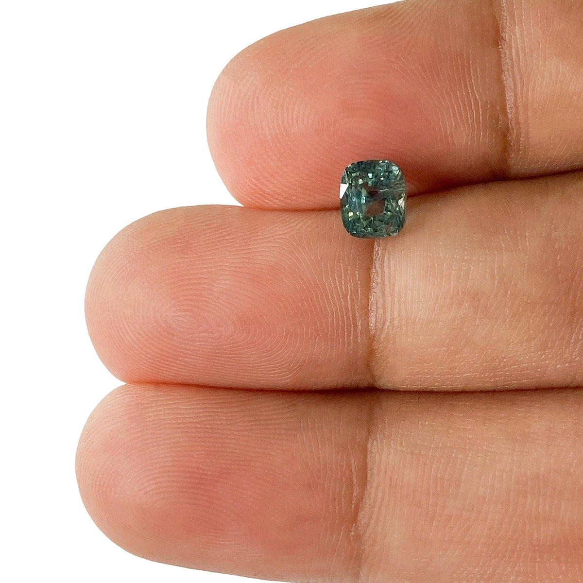 1.04ct | Brilliant Cut Cushion Shape Green Montana Sapphire-Modern Rustic Diamond