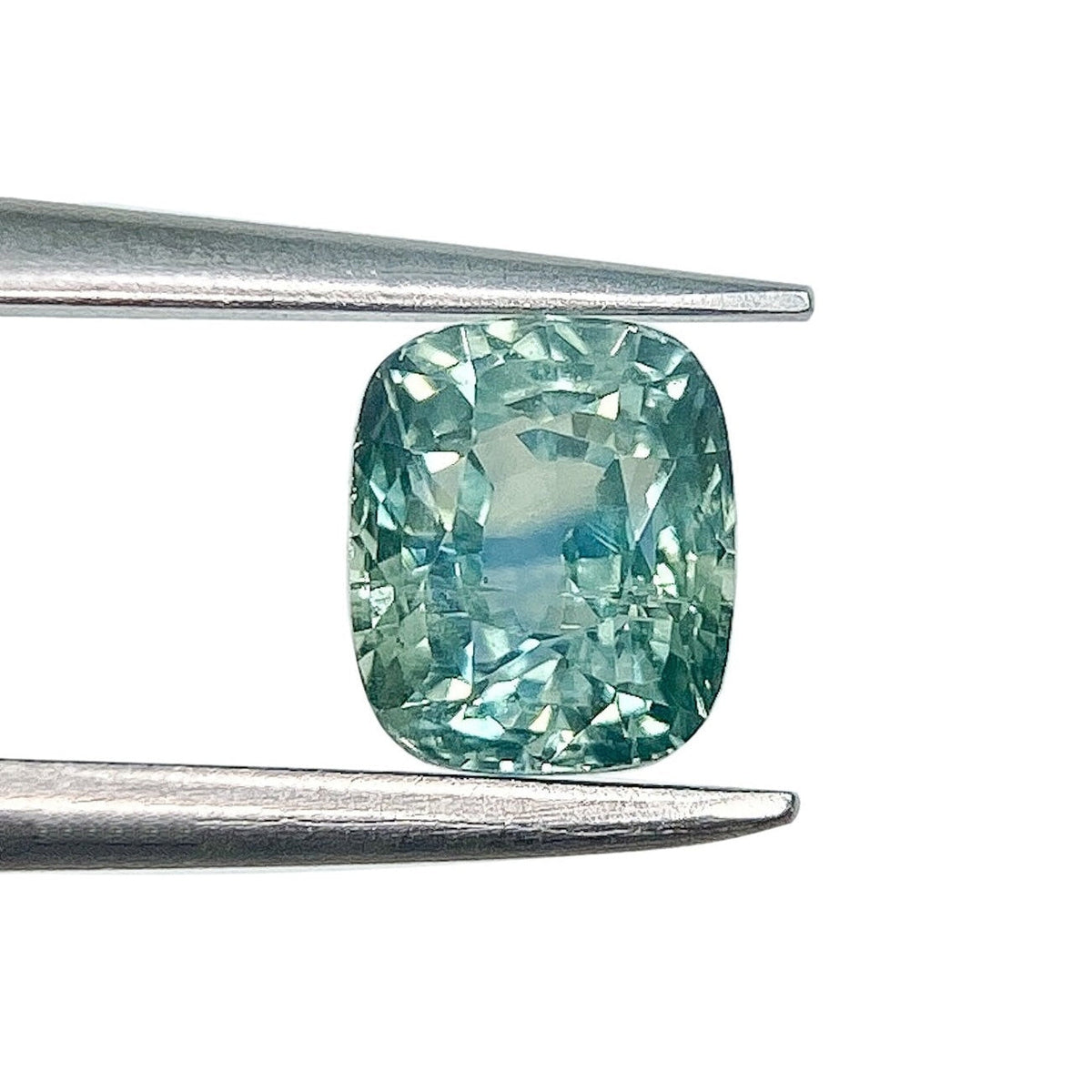 1.04ct | Brilliant Cut Cushion Shape Green Montana Sapphire-Modern Rustic Diamond