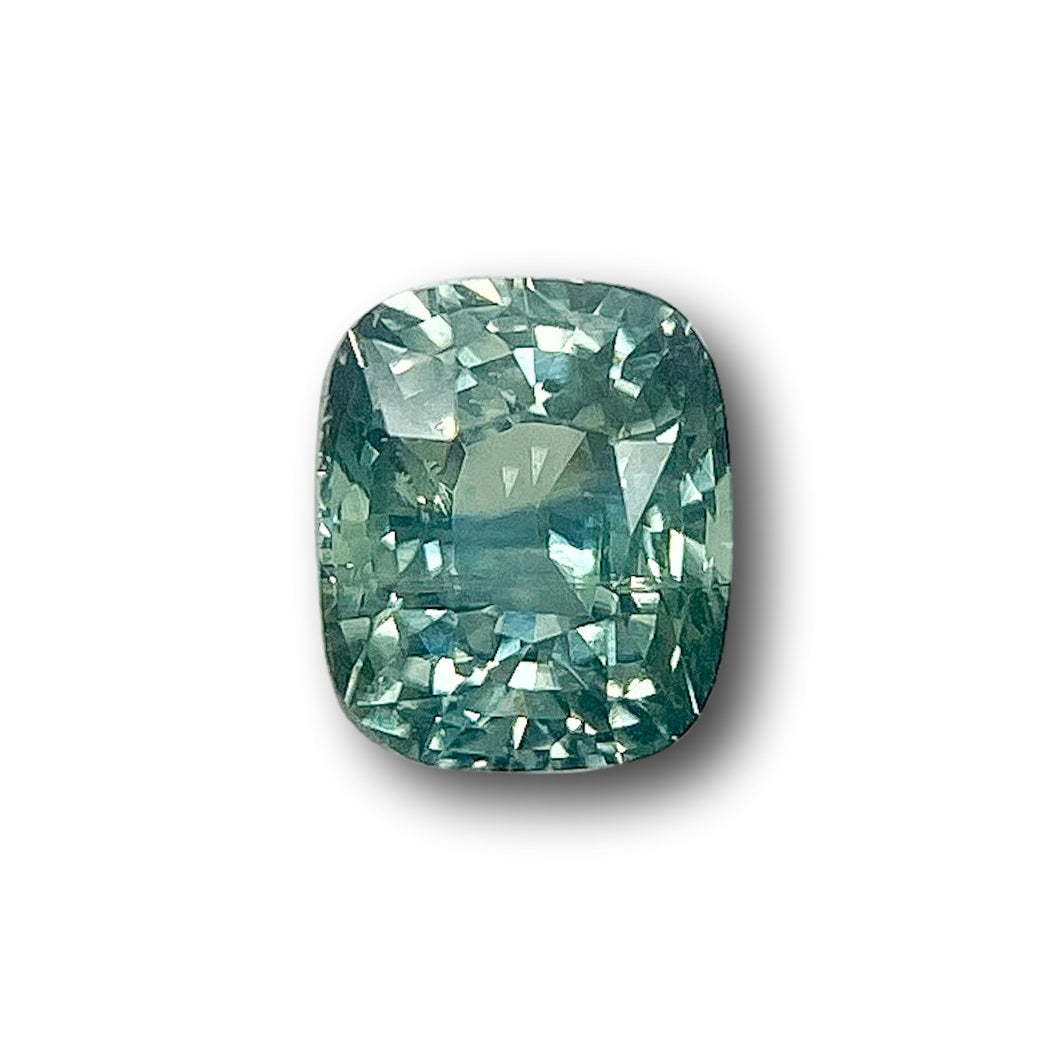 1.04ct | Brilliant Cut Cushion Shape Green Montana Sapphire-Modern Rustic Diamond