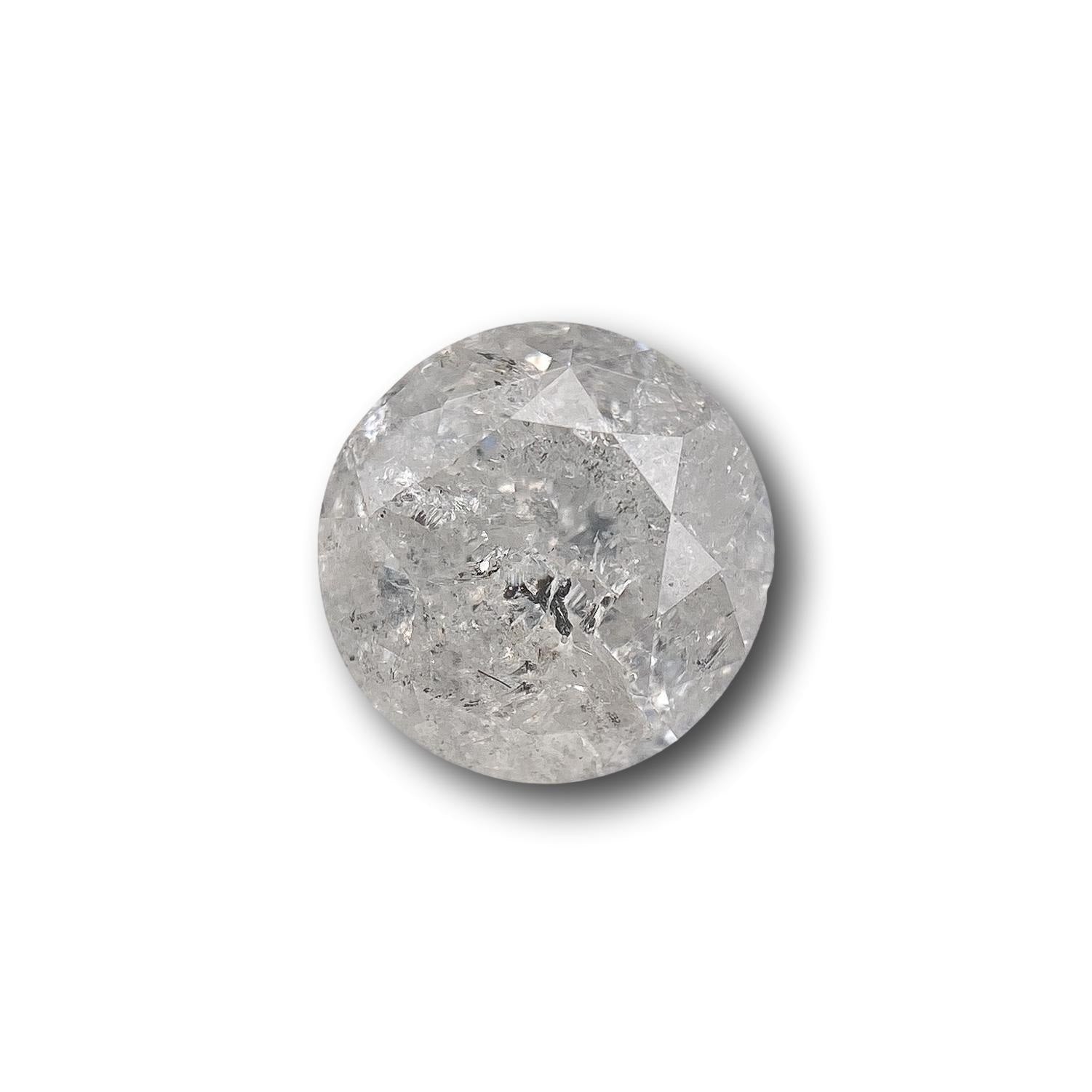 1.56ct | Salt & Pepper Round Shape Brilliant Cut Diamond - Modern Rustic Diamond