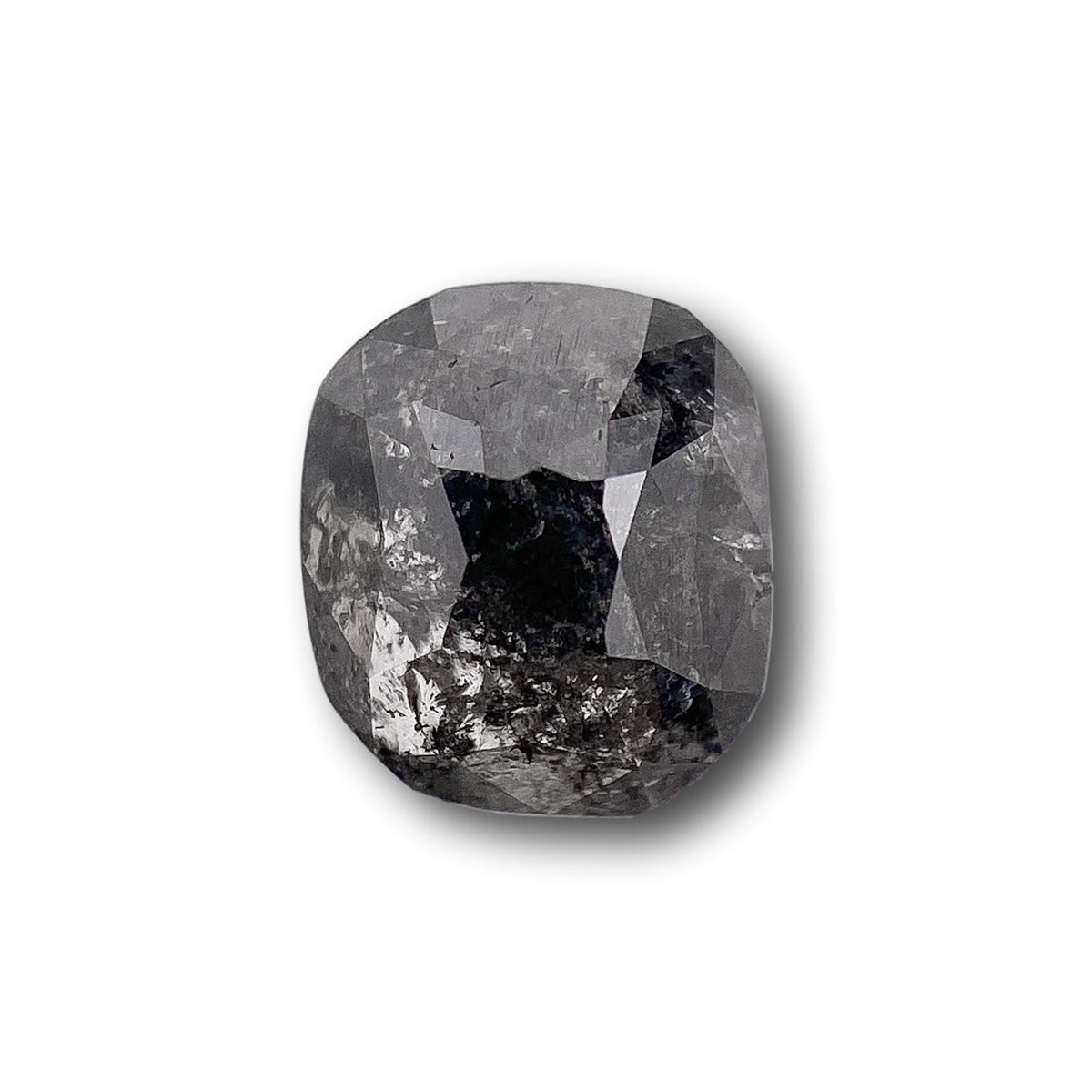 0.96ct | Salt &amp; Pepper Cushion Shape Rose Cut Diamond - Modern Rustic Diamond