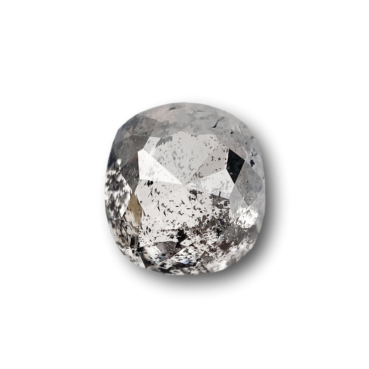 1.77ct | Salt & Pepper Cushion Shape Rose Cut Diamond - Modern Rustic Diamond