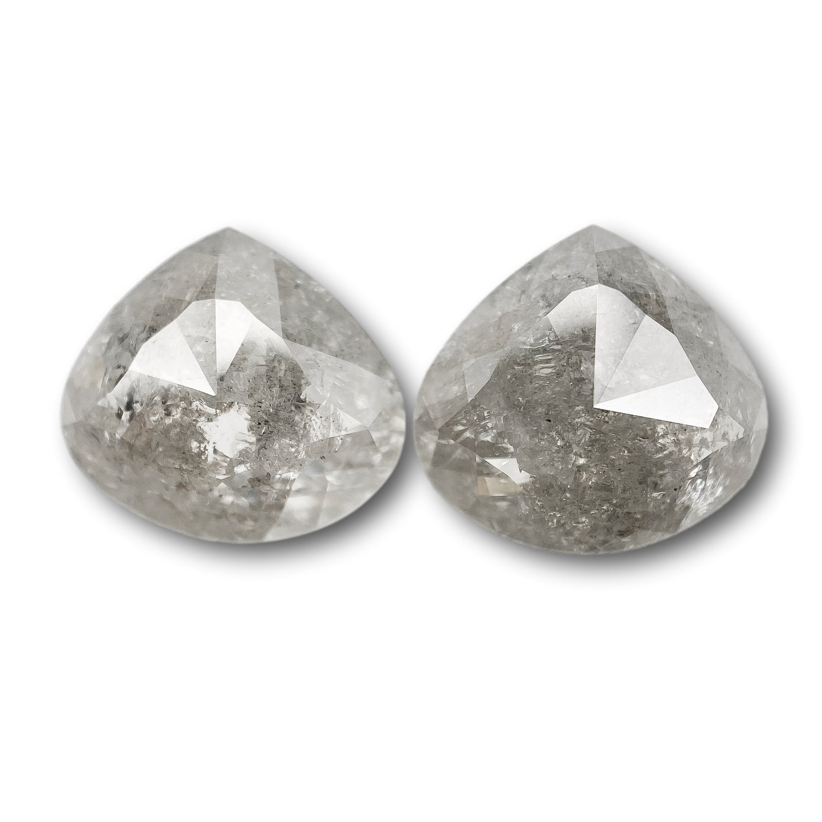 6.83cttw | Rustic  Pear Shape Rose Cut Diamond Matched Pair - Modern Rustic Diamond