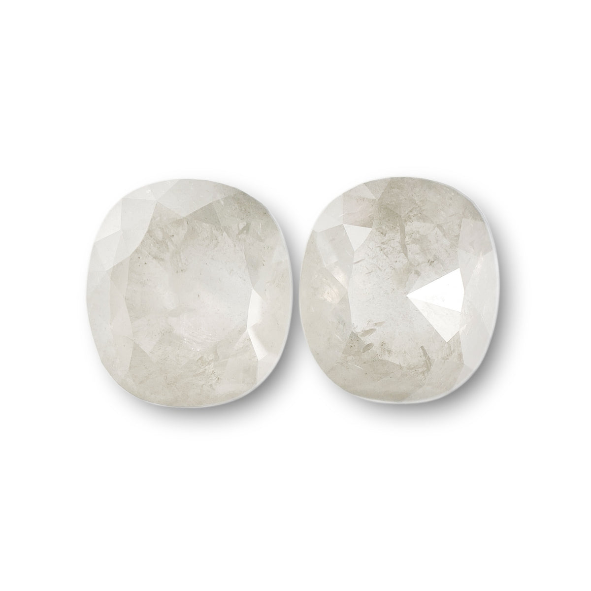 4.88cttw | Salt &amp; Pepper Cushion Shape Rose Cut Diamond Matched Pair - Modern Rustic Diamond