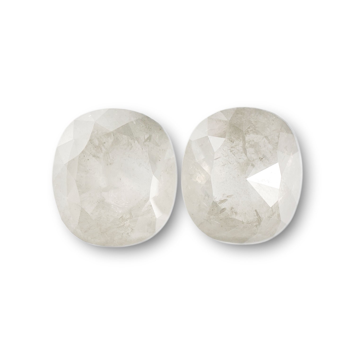 4.88cttw | Salt & Pepper Cushion Shape Rose Cut Diamond Matched Pair - Modern Rustic Diamond