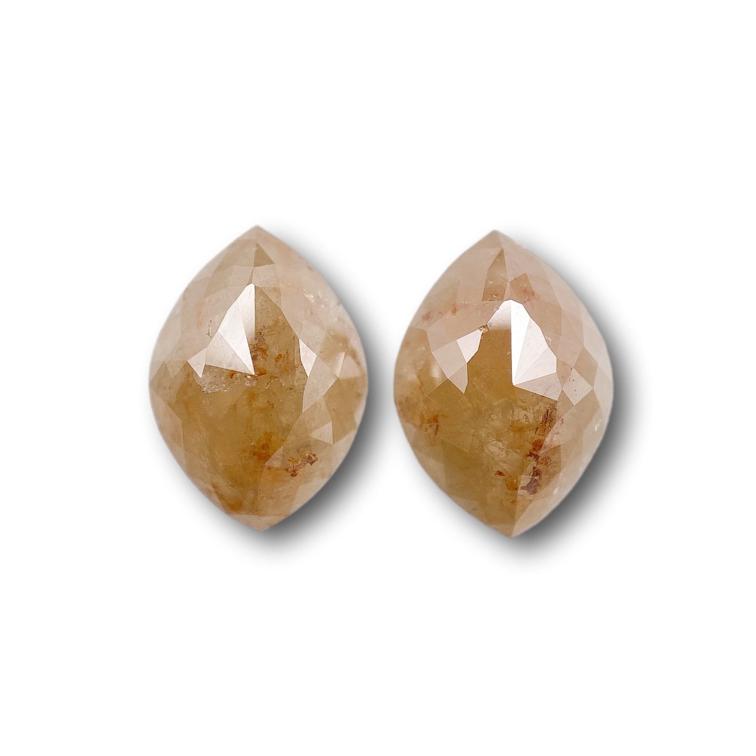3.07cttw | Salt & Pepper Marquise Shape Rose Cut Diamond Matched Pair - Modern Rustic Diamond