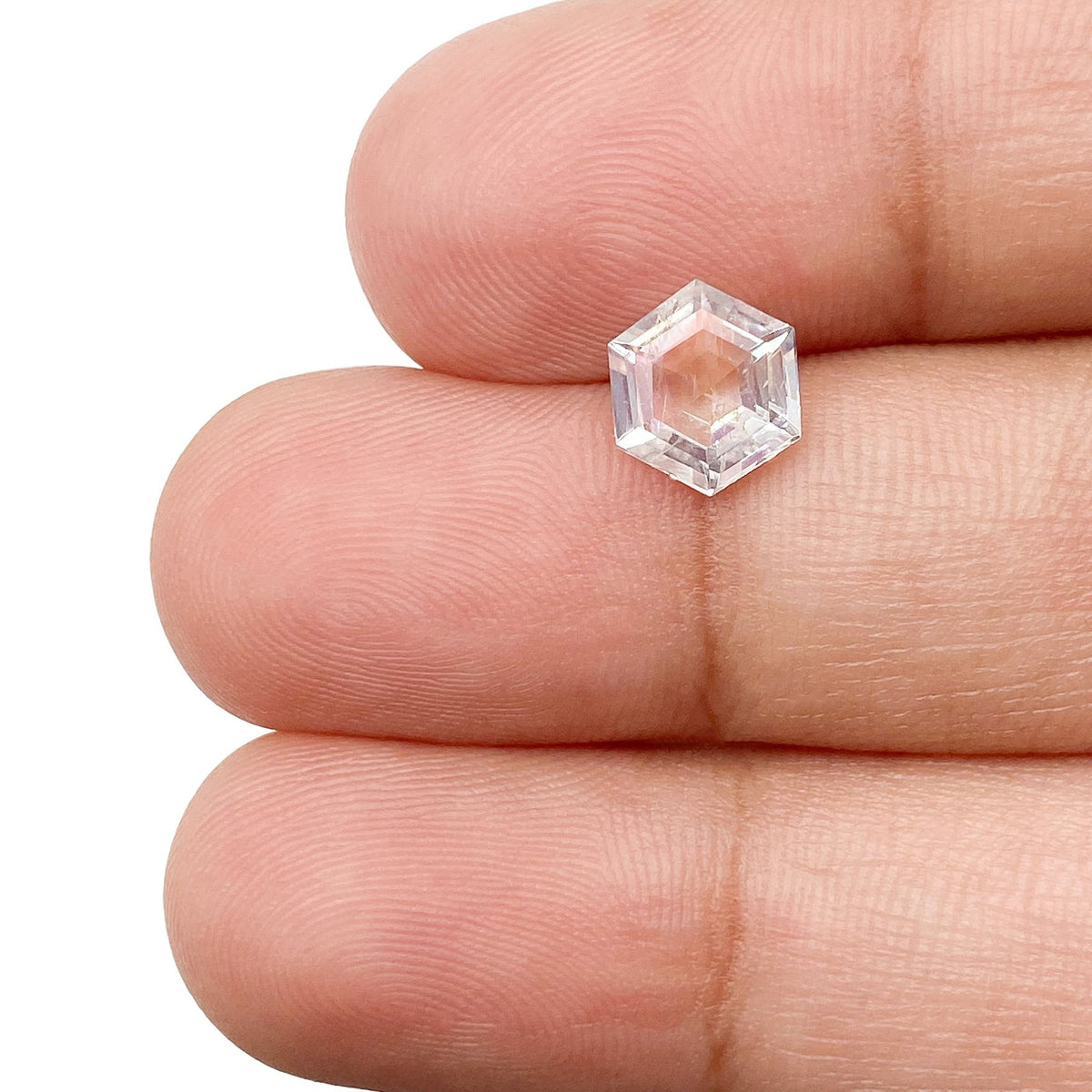 1.05ct |  Hexagon Shape Step Cut Moonstone - Modern Rustic Diamond