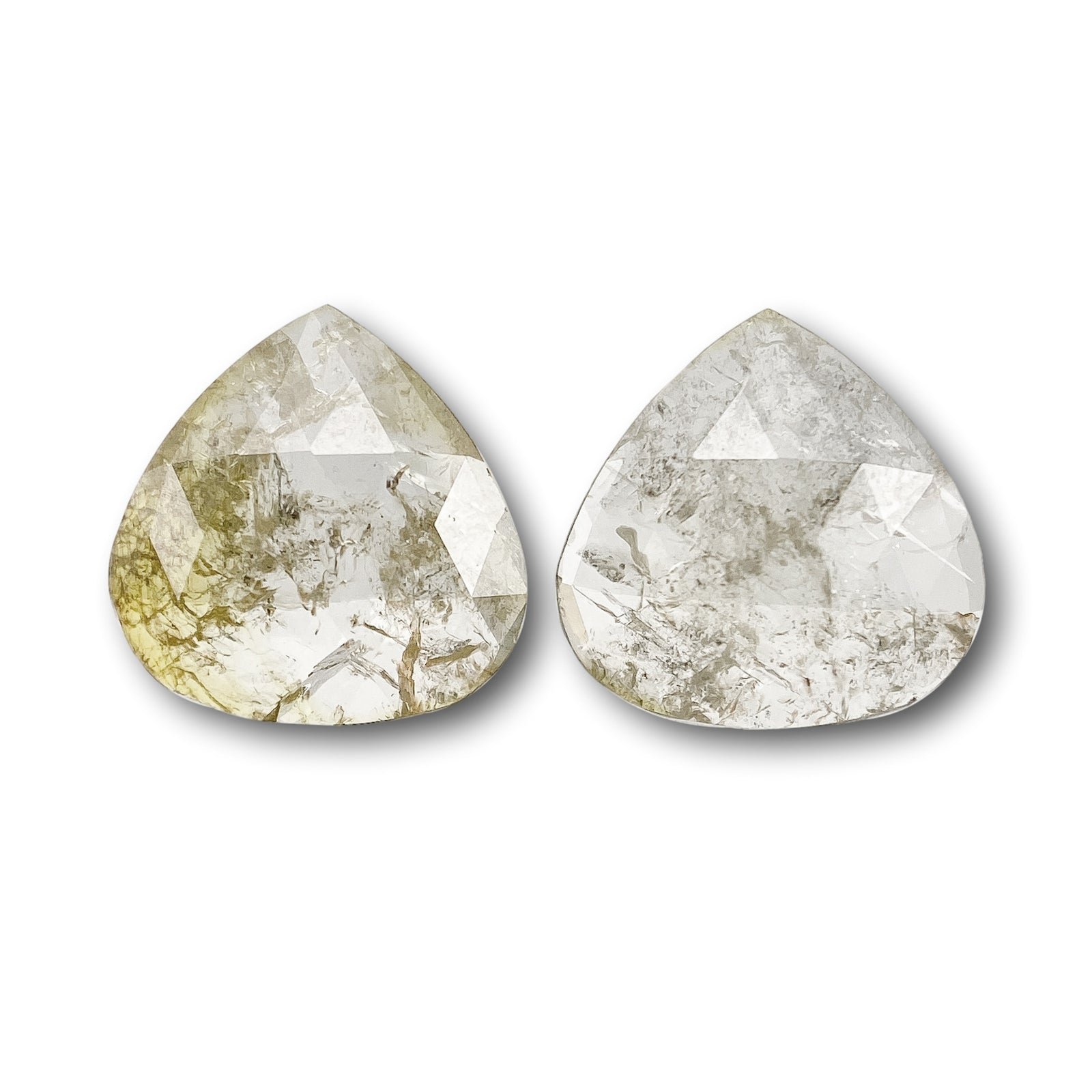 1.70cttw | Rustic  Pear Shape Rose Cut Diamond Matched Pair - Modern Rustic Diamond