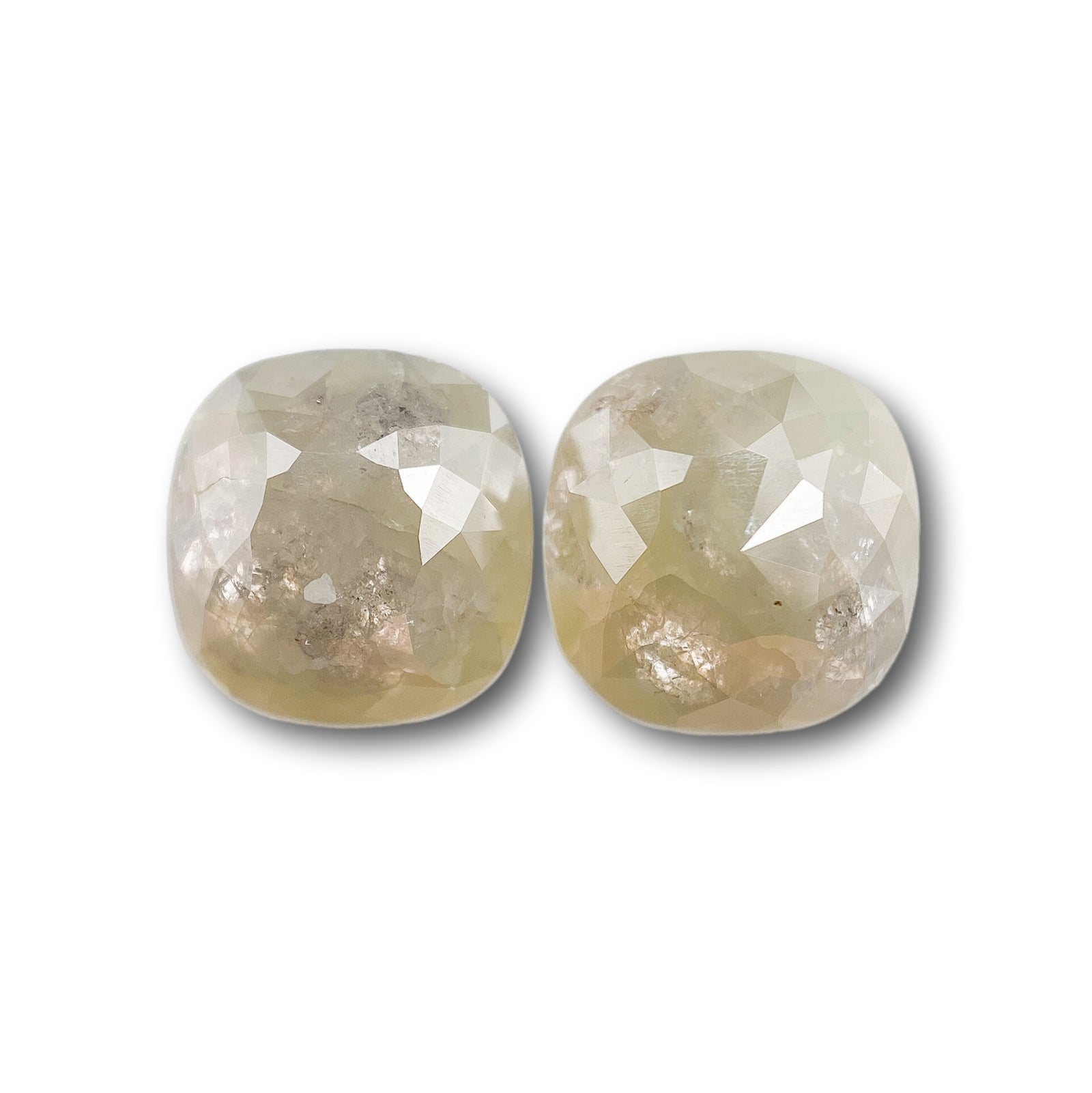 3.25cttw | Rustic  Cushion Shape Rose Cut Diamond Matched Pair - Modern Rustic Diamond