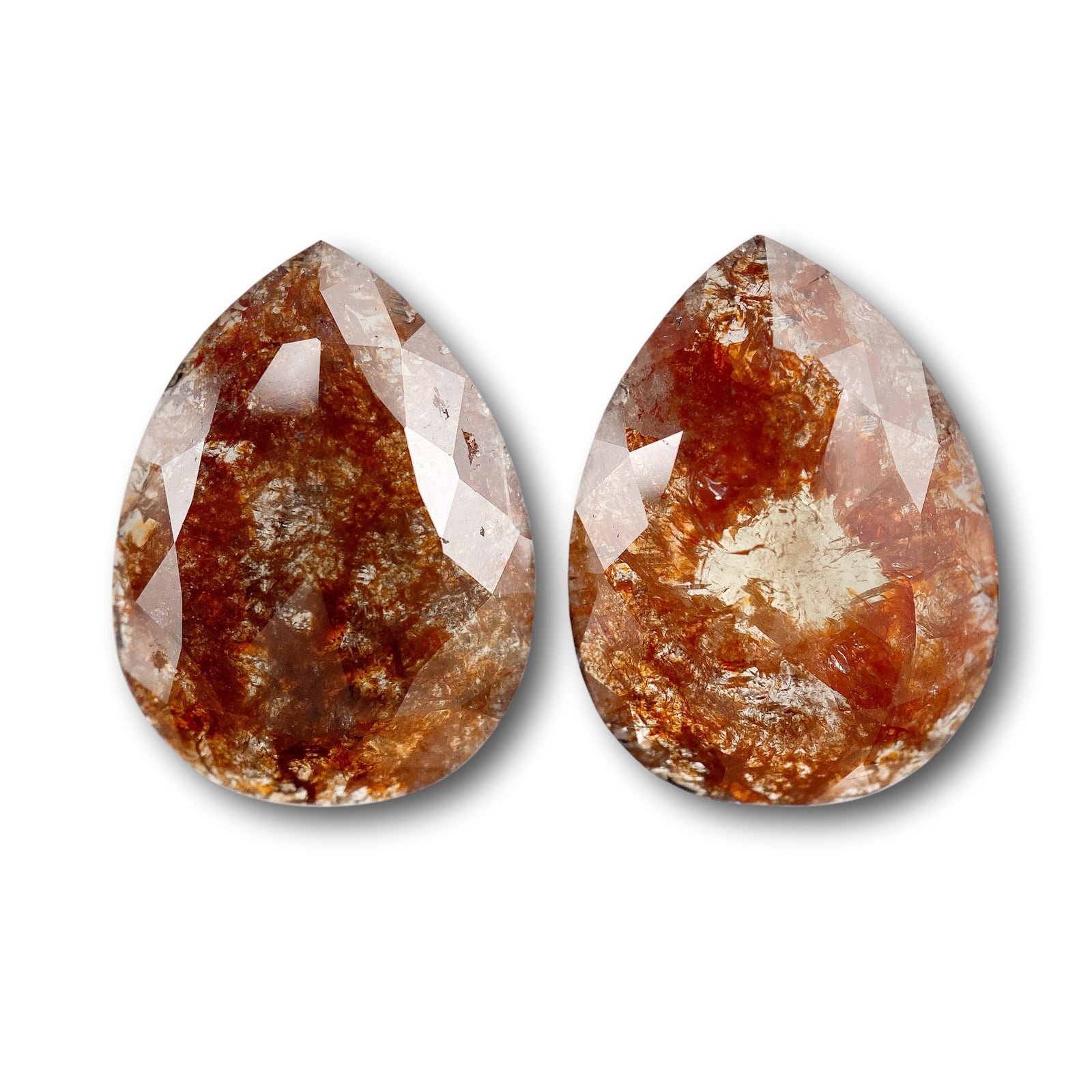 6.50cttw | Rustic  Pear Shape Rose Cut Diamond Matched Pair - Modern Rustic Diamond