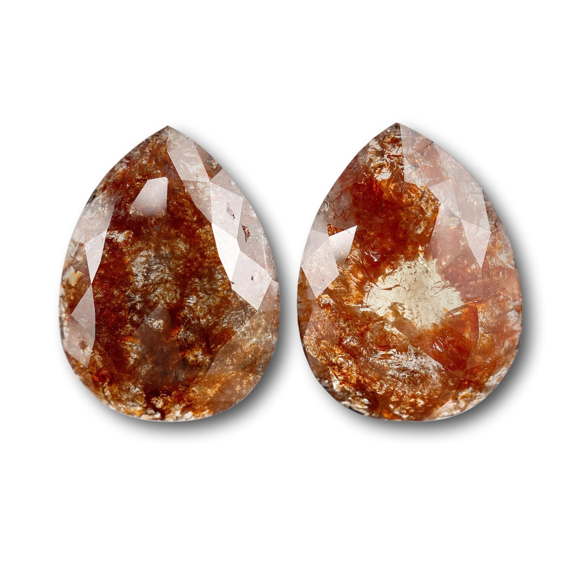 6.50cttw | Rustic  Pear Shape Rose Cut Diamond Matched Pair - Modern Rustic Diamond