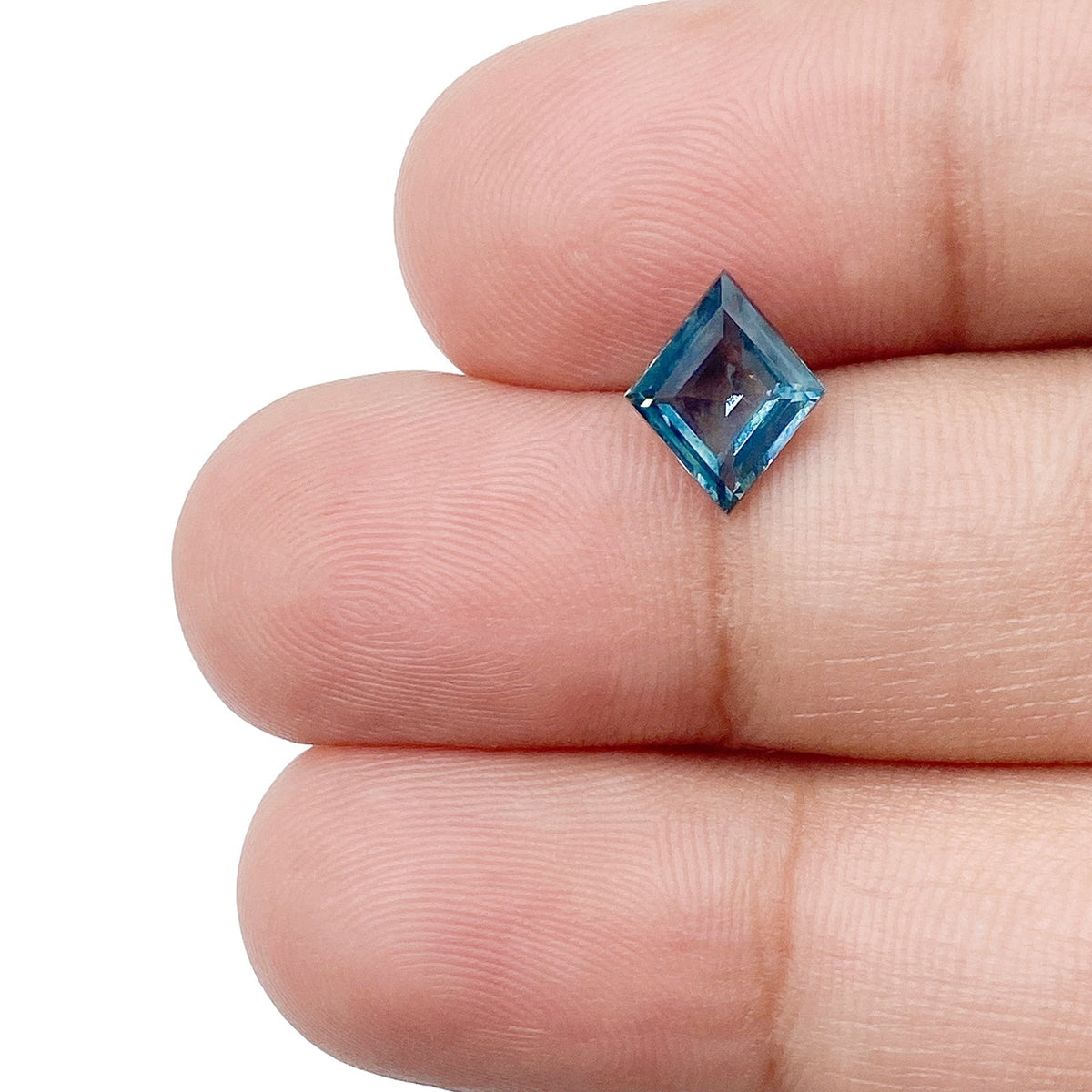 1.07ct | Step Cut Lozenge Shape Blue Green Montana Sapphire-Modern Rustic Diamond