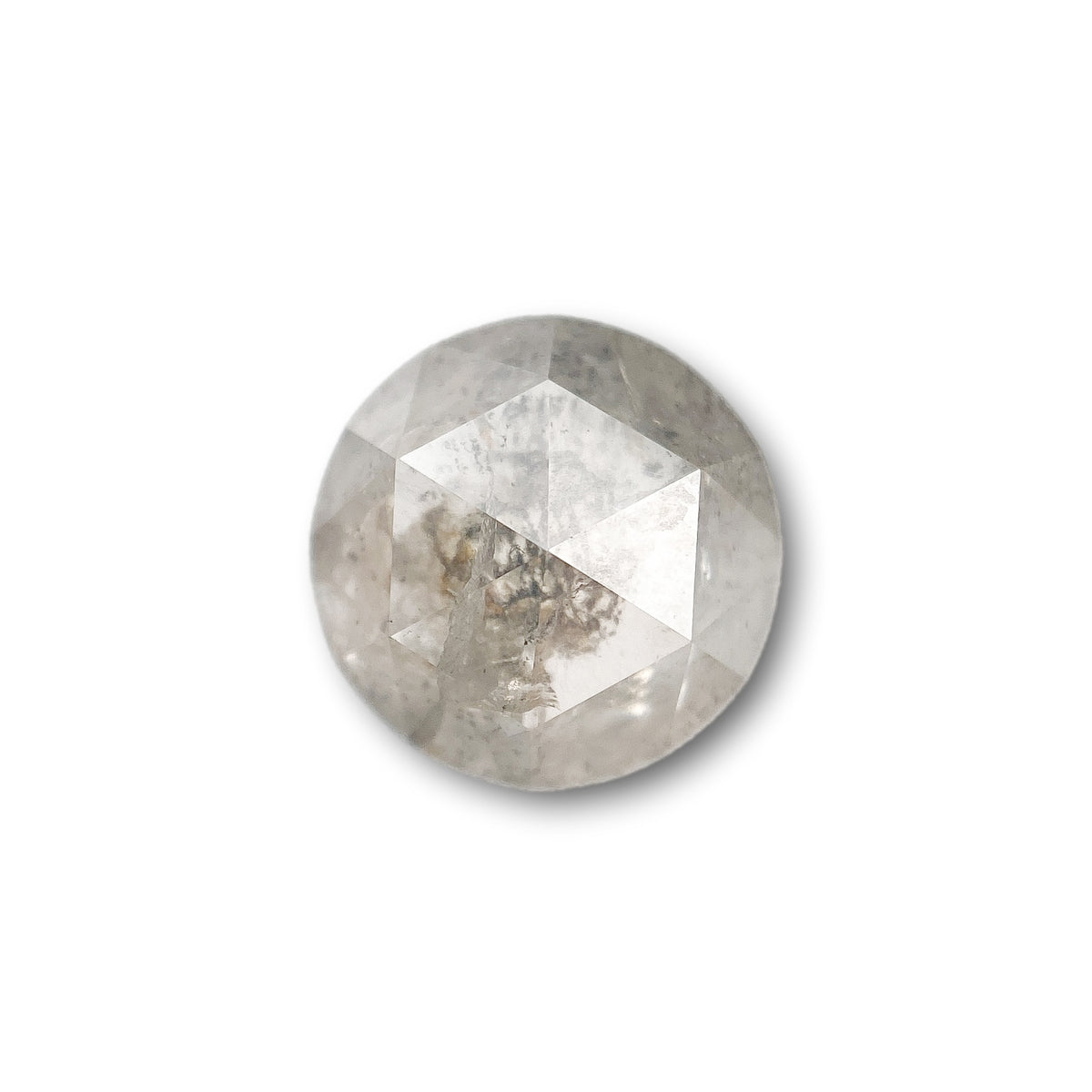 2.95ct | Salt &amp; Pepper Round Shape Rose Cut Diamond - Modern Rustic Diamond