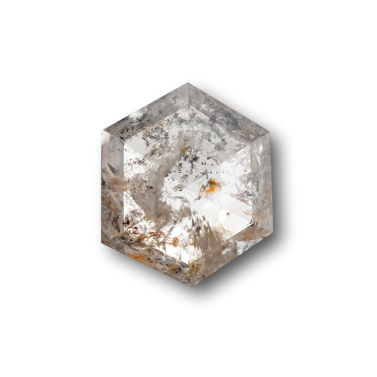 1.33ct | Salt &amp; Pepper Hexagon Shape Rose Cut Diamond - Modern Rustic Diamond