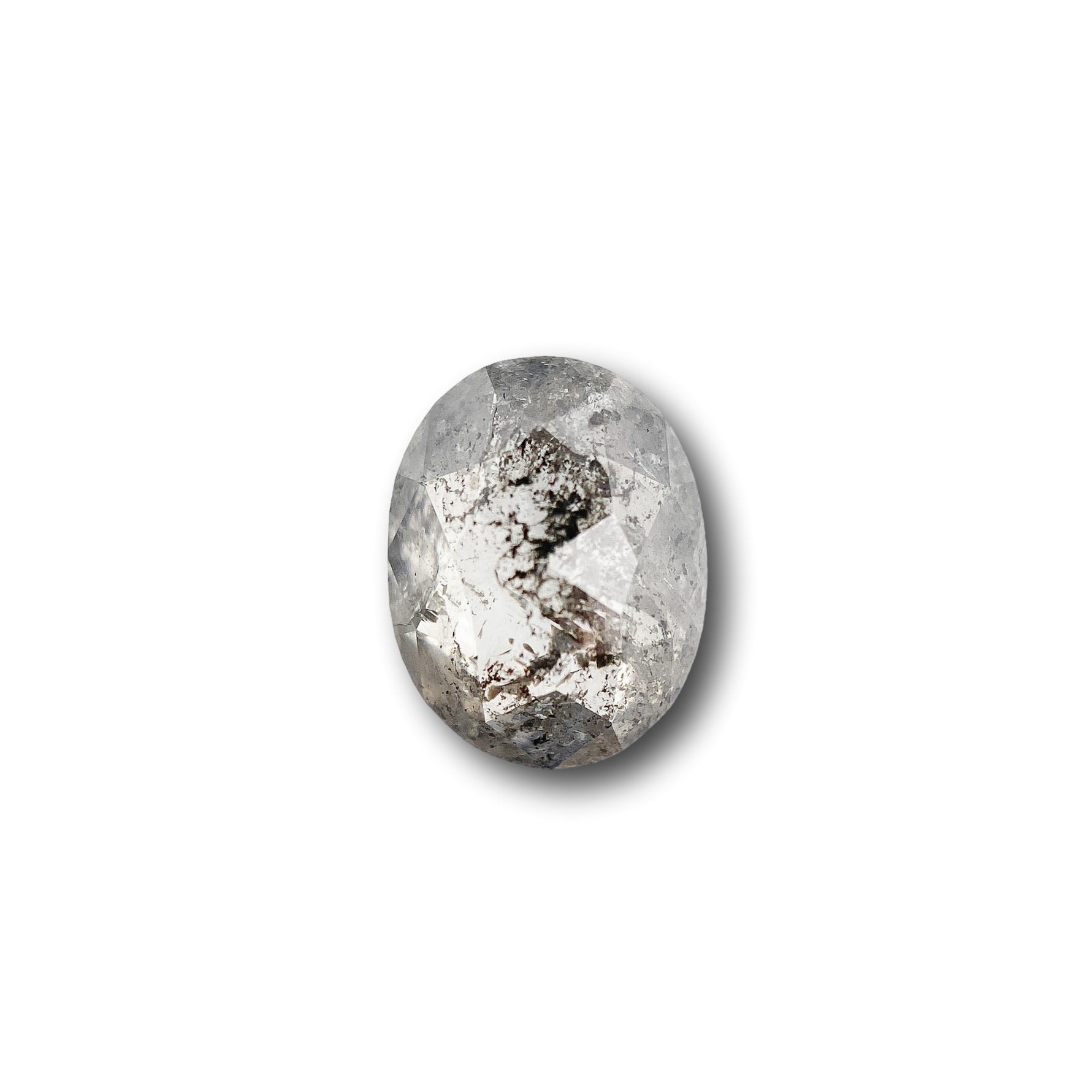 1.65ct | Salt & Pepper Oval Shape Rose Cut Diamond - Modern Rustic Diamond