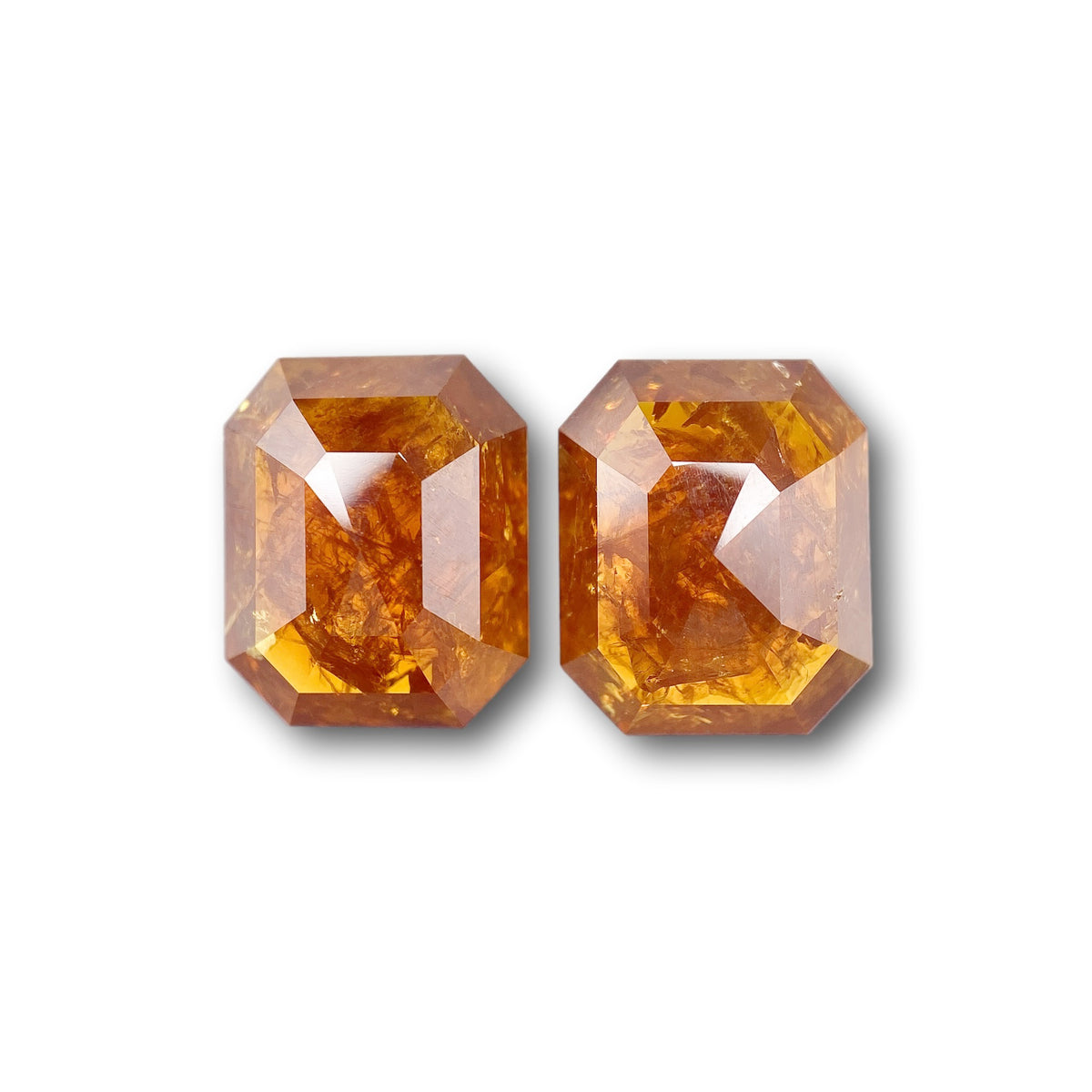 4.21cttw | Salt &amp; Pepper Emerald Shape Rose Cut Diamond Matched Pair - Modern Rustic Diamond