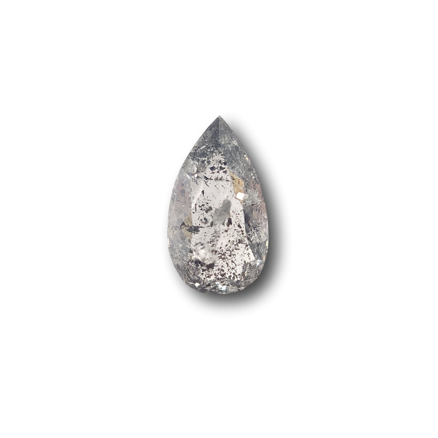 1.07ct | Salt & Pepper Pear Shape Rose Cut Diamond - Modern Rustic Diamond