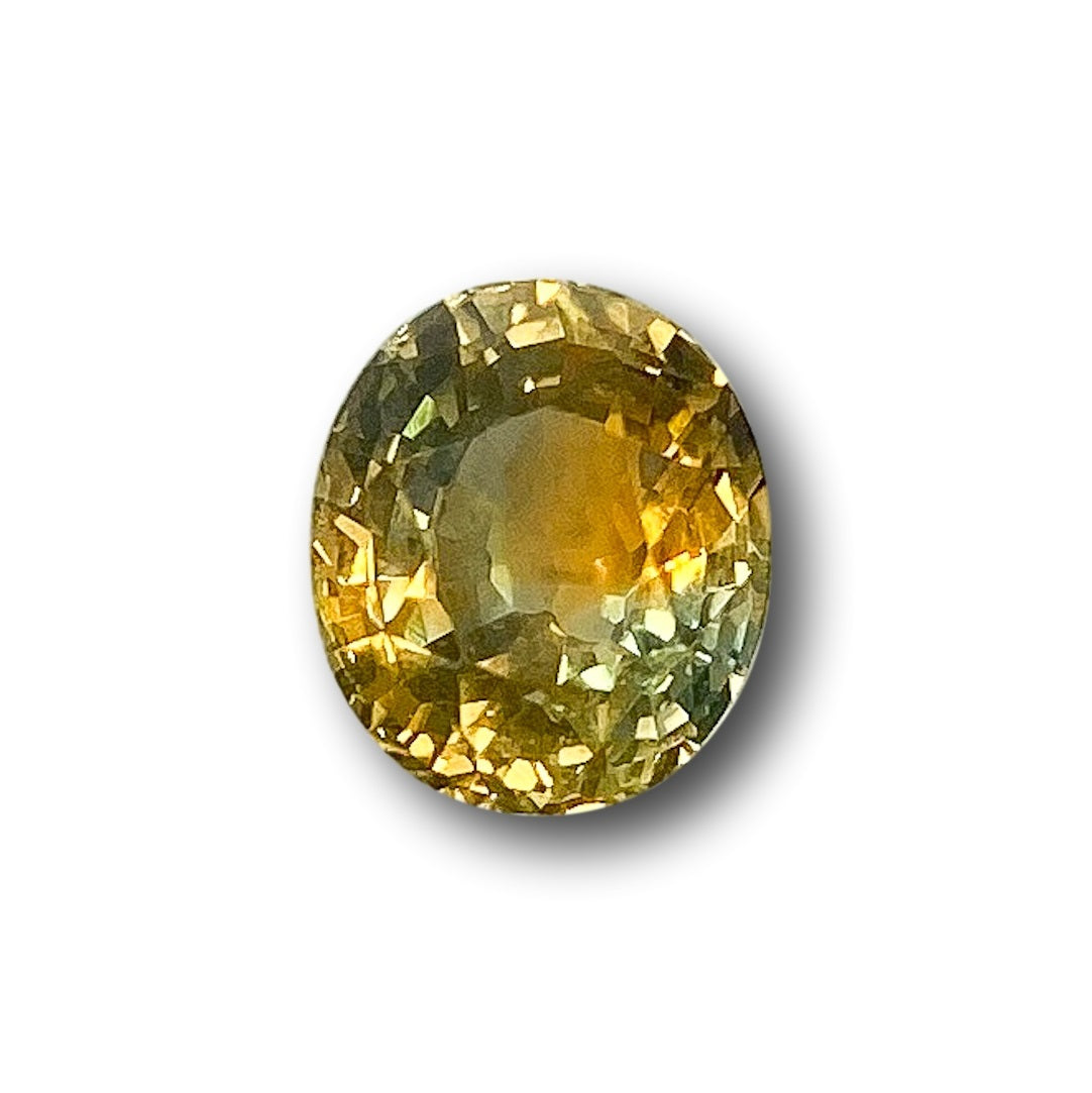 1.09ct | Brilliant Cut Oval Shape Yellow Green Montana Sapphire-Modern Rustic Diamond