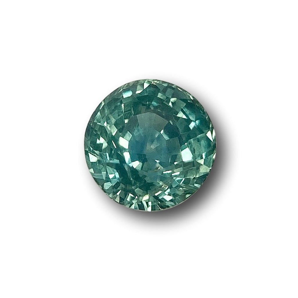 1.09ct | Brilliant Cut Round Shape Blue Green Montana Sapphire-Modern Rustic Diamond