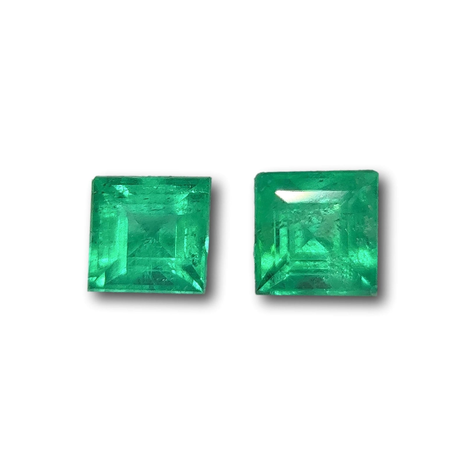1.09ct | Step Cut Square Shape Muzo Origin Emerald Pair-Modern Rustic Diamond
