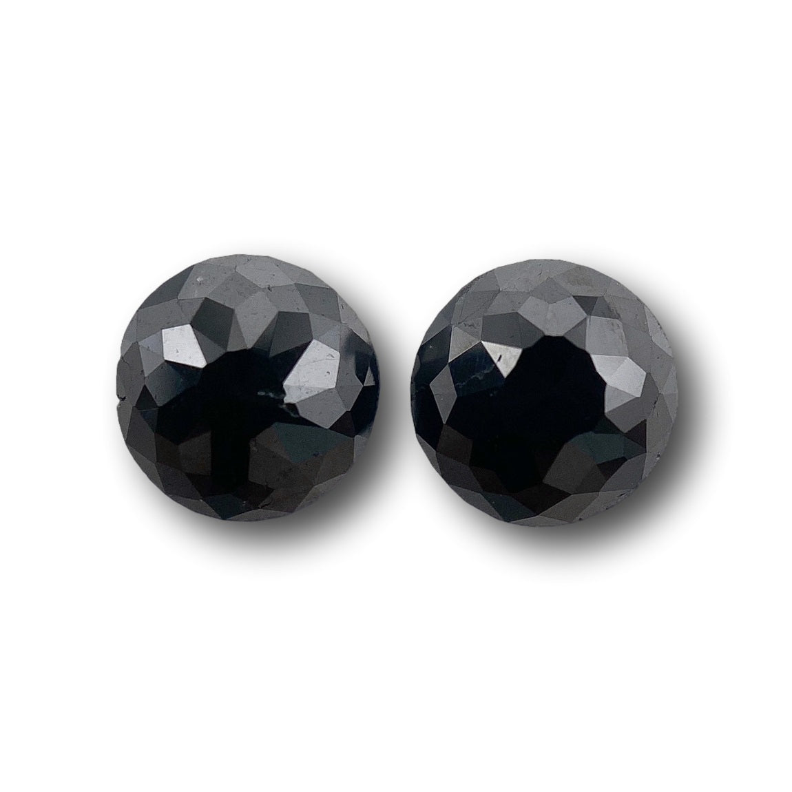 1.09cttw | Black Round Shape Rose Cut Diamond Matched Pair-Modern Rustic Diamond