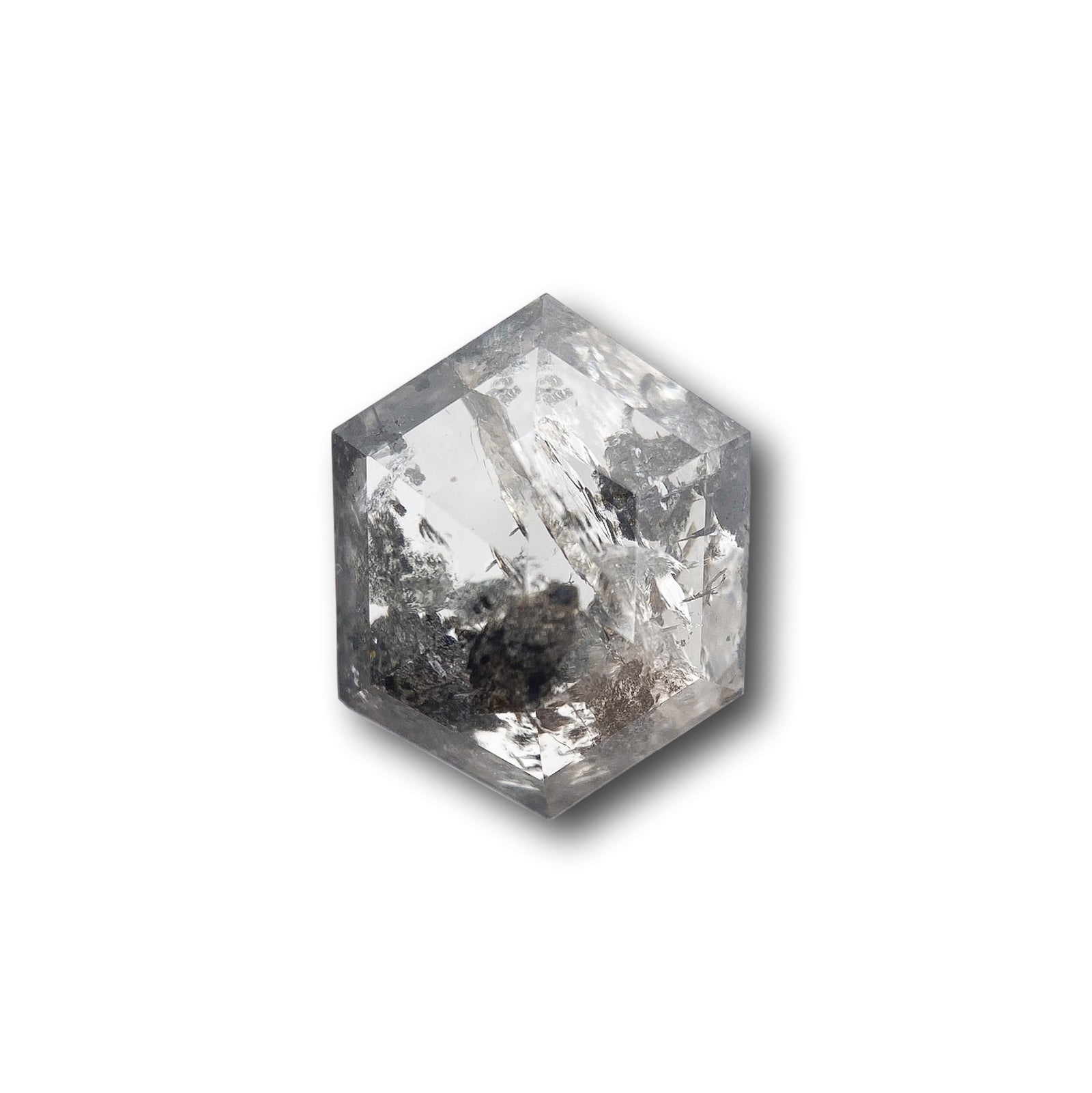 3.70ct | Salt & Pepper Hexagon Shape Rose Cut Diamond - Modern Rustic Diamond