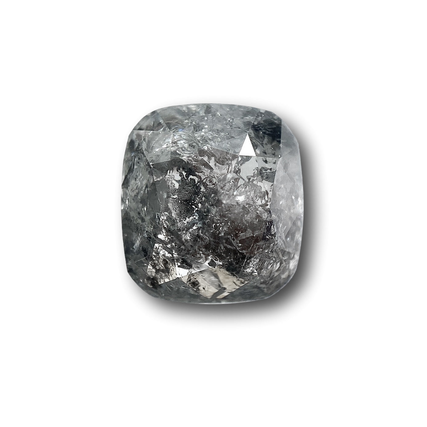 1.57ct | Salt & Pepper Cushion Shape Rose Cut Diamond - Modern Rustic Diamond