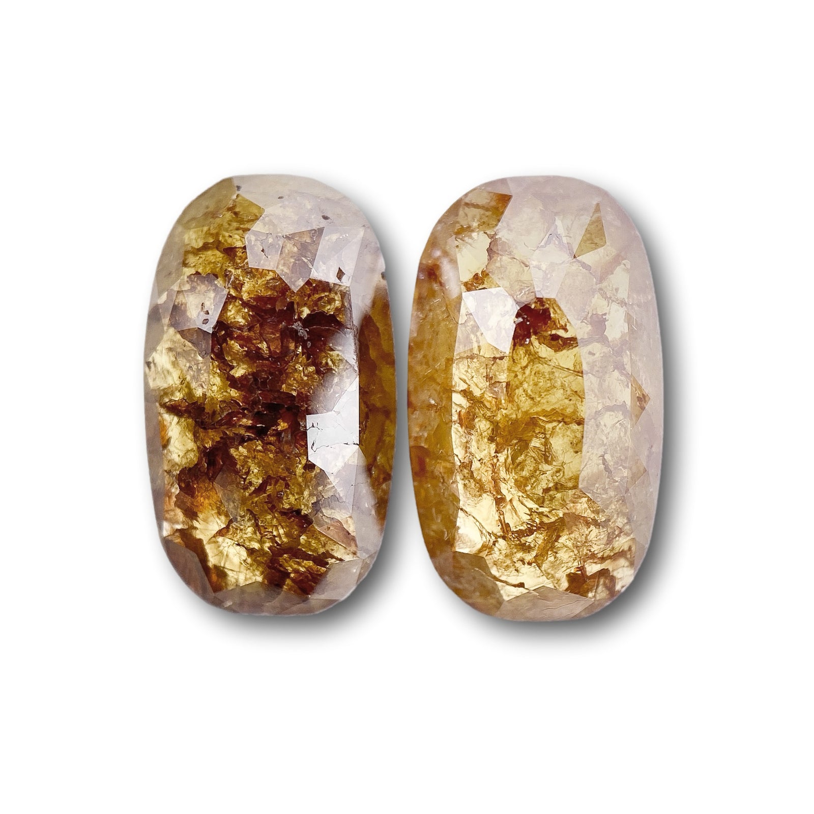 4.88cttw | Salt & Pepper Oval Shape Rose Cut Diamond Matched Pair - Modern Rustic Diamond