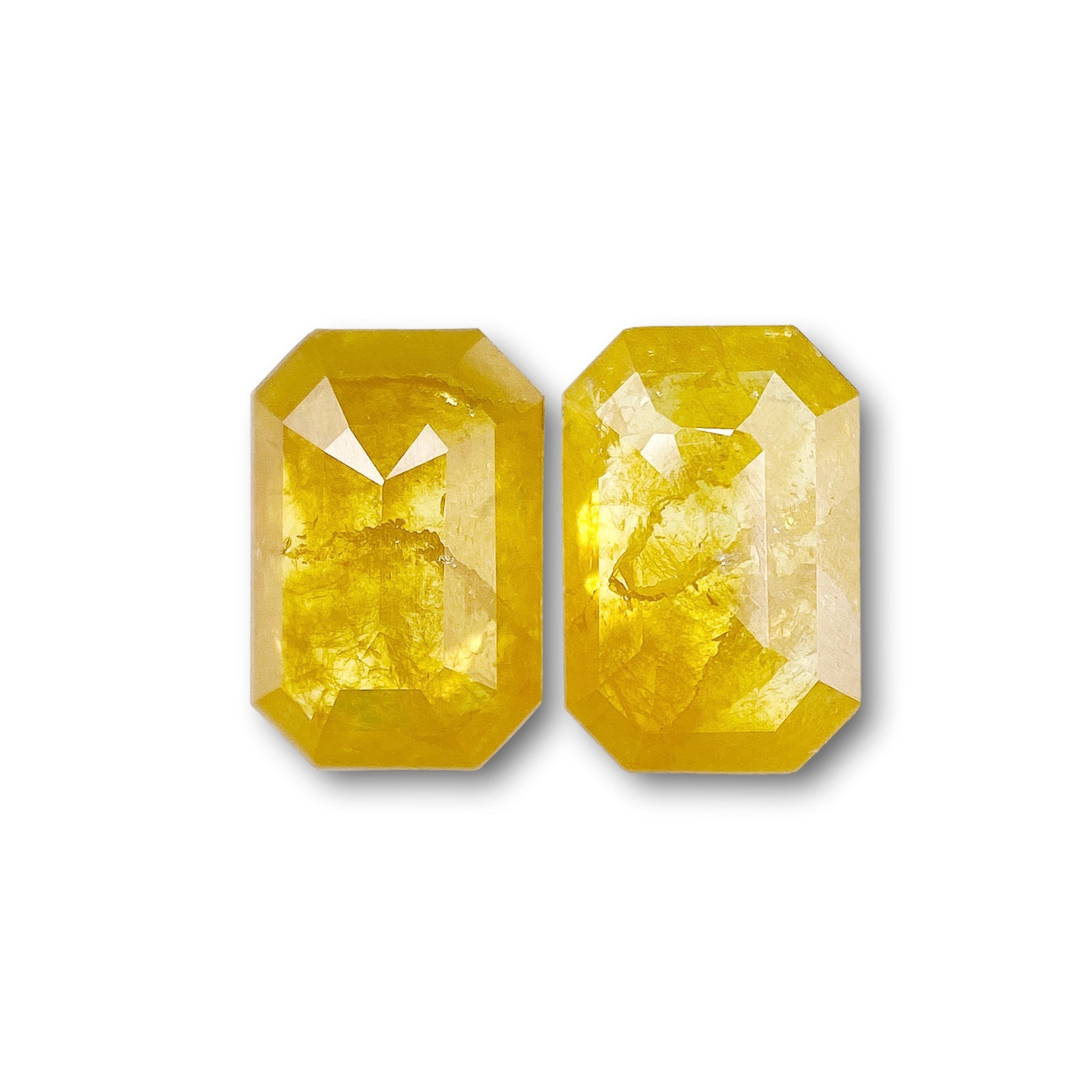 1.48cttw | Salt & Pepper Emerald Shape Rose Cut Diamond Matched Pair - Modern Rustic Diamond