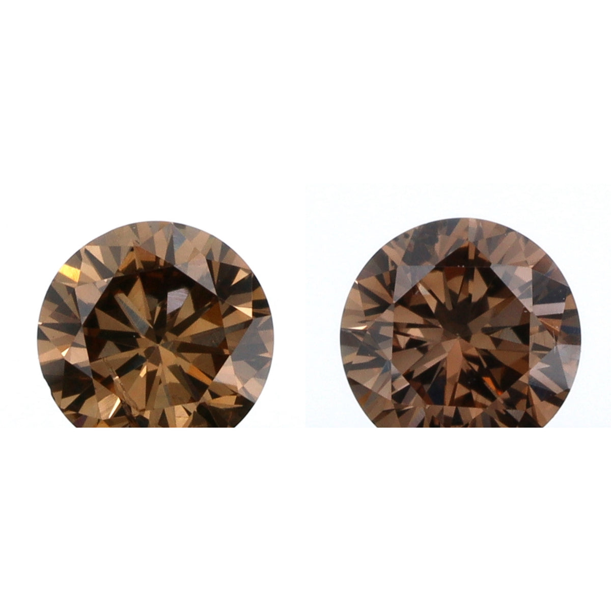 0.38cttw | Champagne VS-SI Round Shape Brilliant Cut Diamond Matched Pair - Modern Rustic Diamond